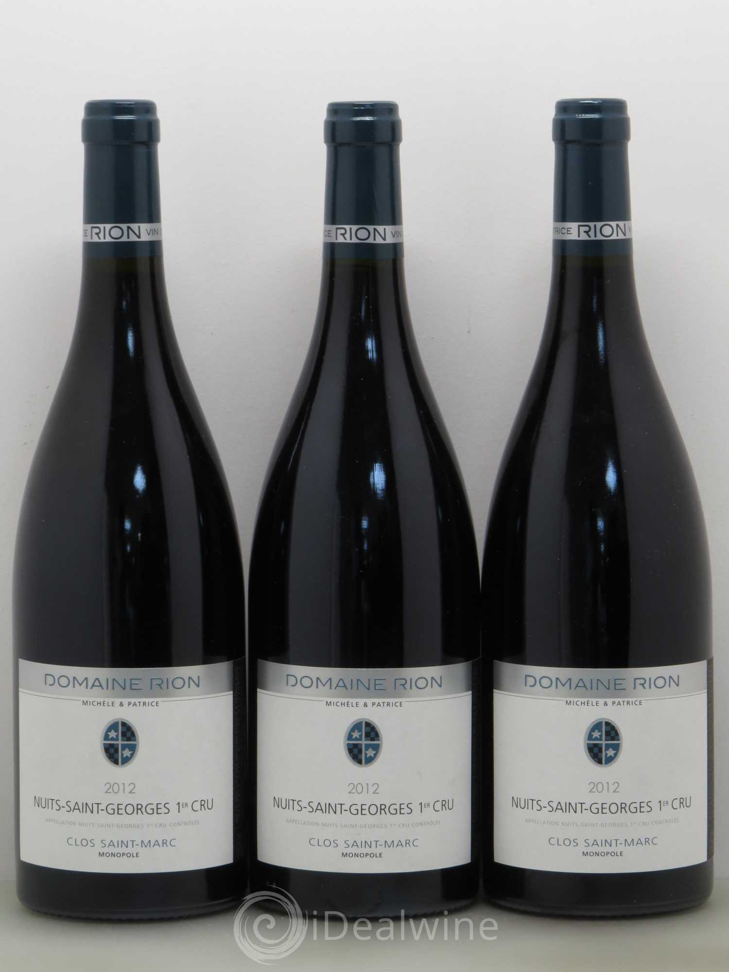 Nuits-Saint-Georges 1er Cru Clos St Marc Rion (sans prix de réserve) 2012 - Lot de 3 bouteilles - 0