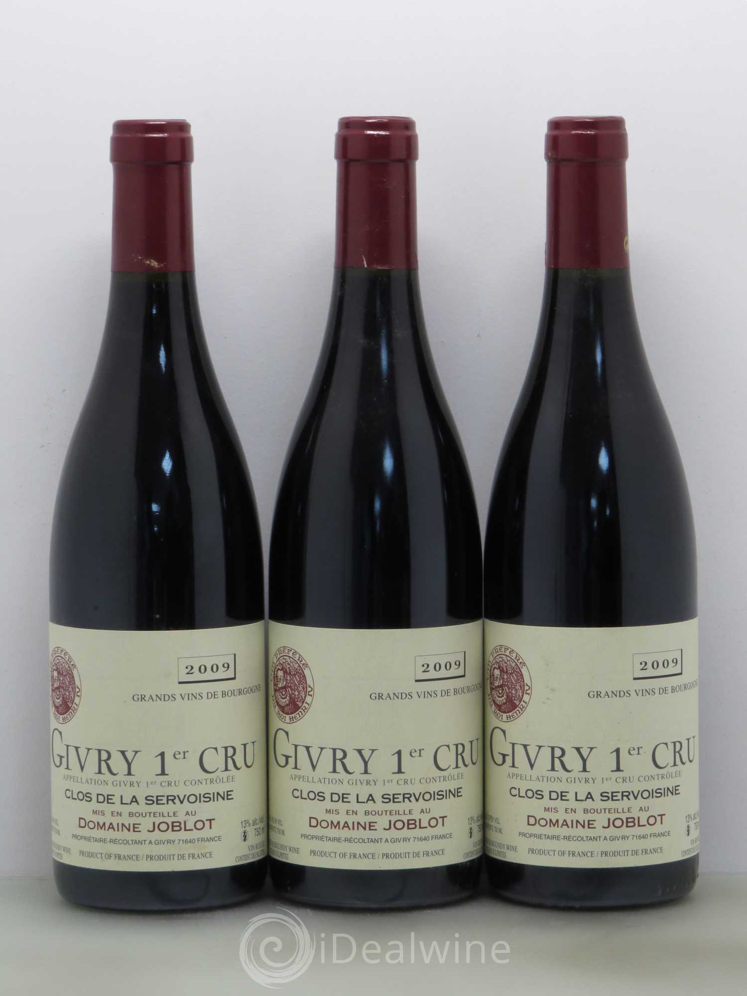 Givry 1er Cru Servoisine Joblot (Domaine) 2009 - Lot de 3 bouteilles - 0