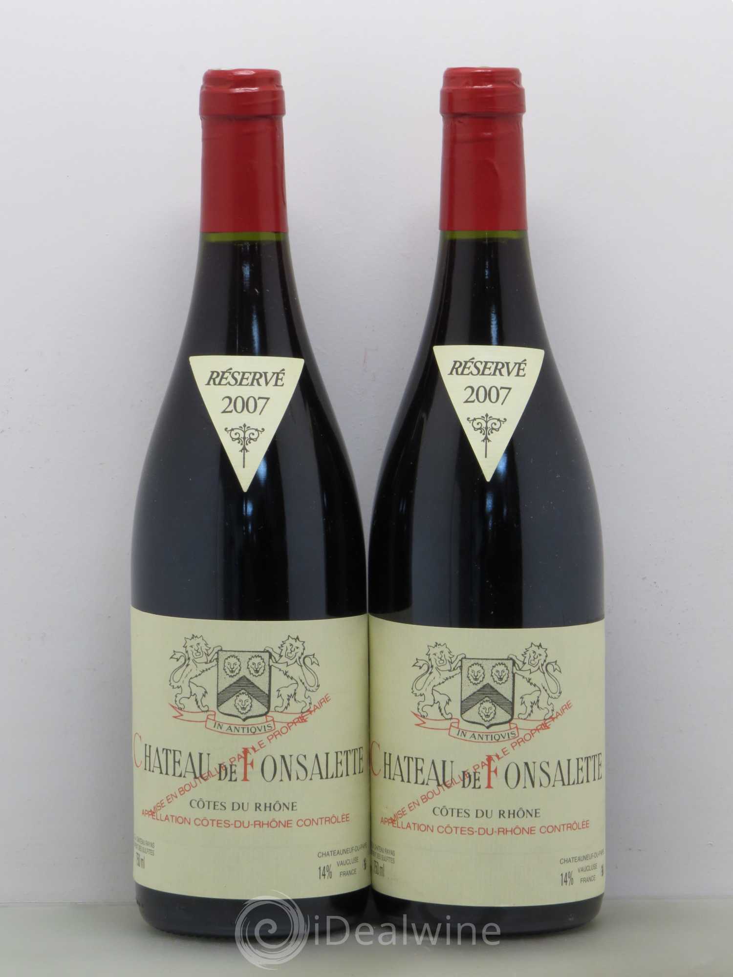 Côtes-du-Rhône Château de Fonsalette Emmanuel Reynaud 2007 - Lot de 2 bouteilles - 0