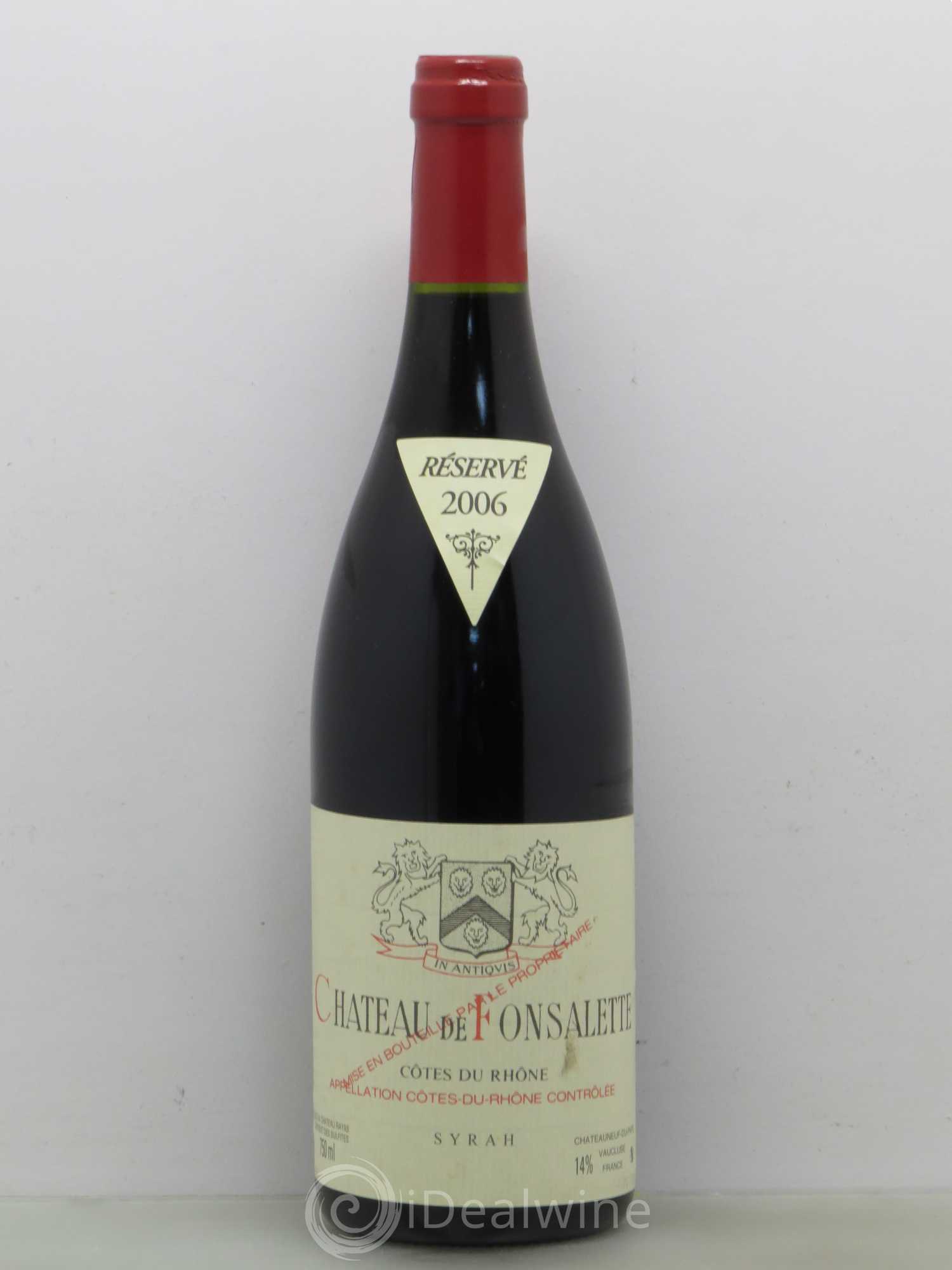 Côtes-du-Rhône Cuvée Syrah Château de Fonsalette 2006 - Lot de 1 bouteille - 0