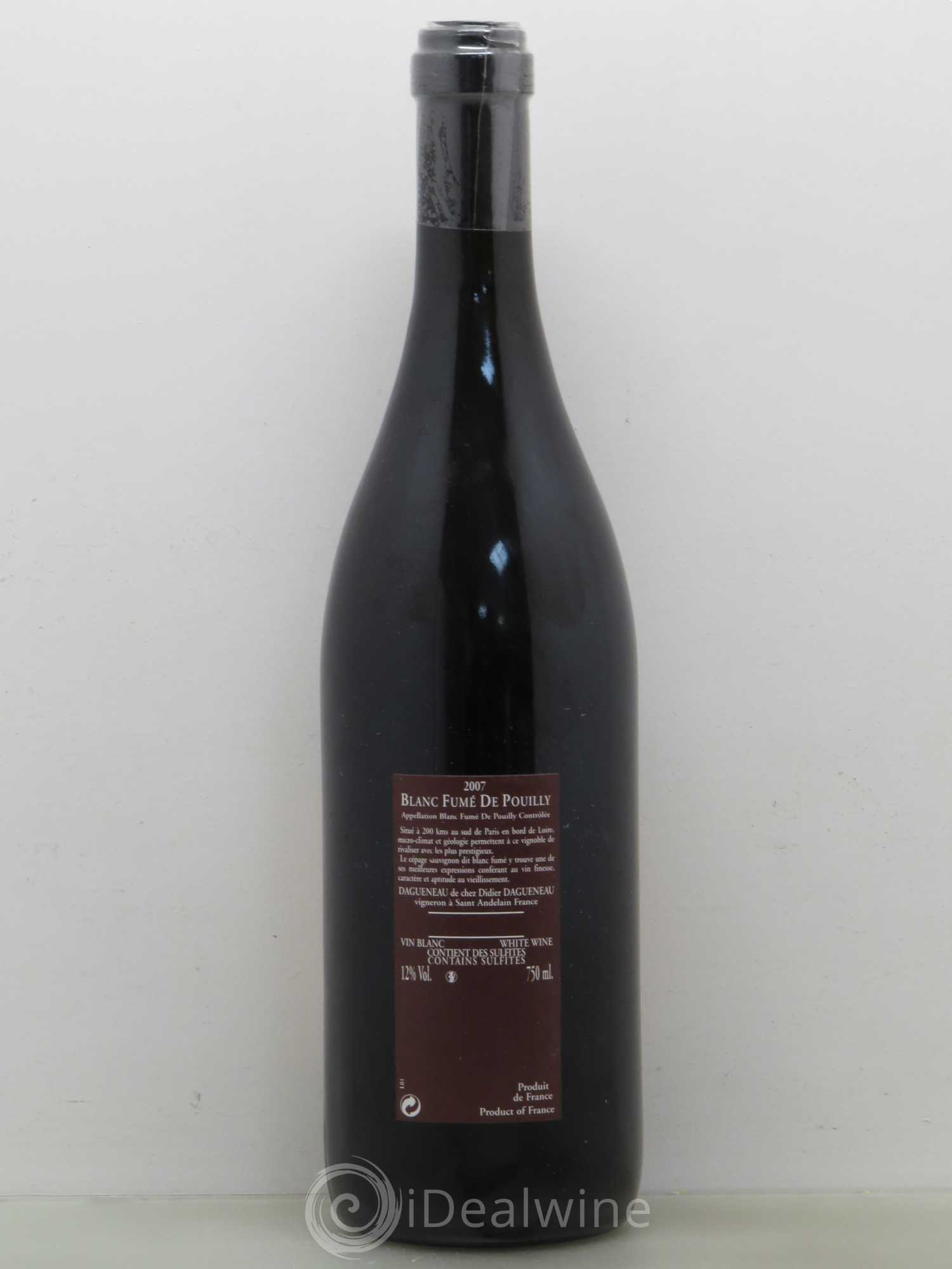 Vin de France (anciennement Pouilly-Fumé) Pur Sang Dagueneau (Domaine Didier - Louis-Benjamin) 2007 - Lot de 1 bouteille - 1