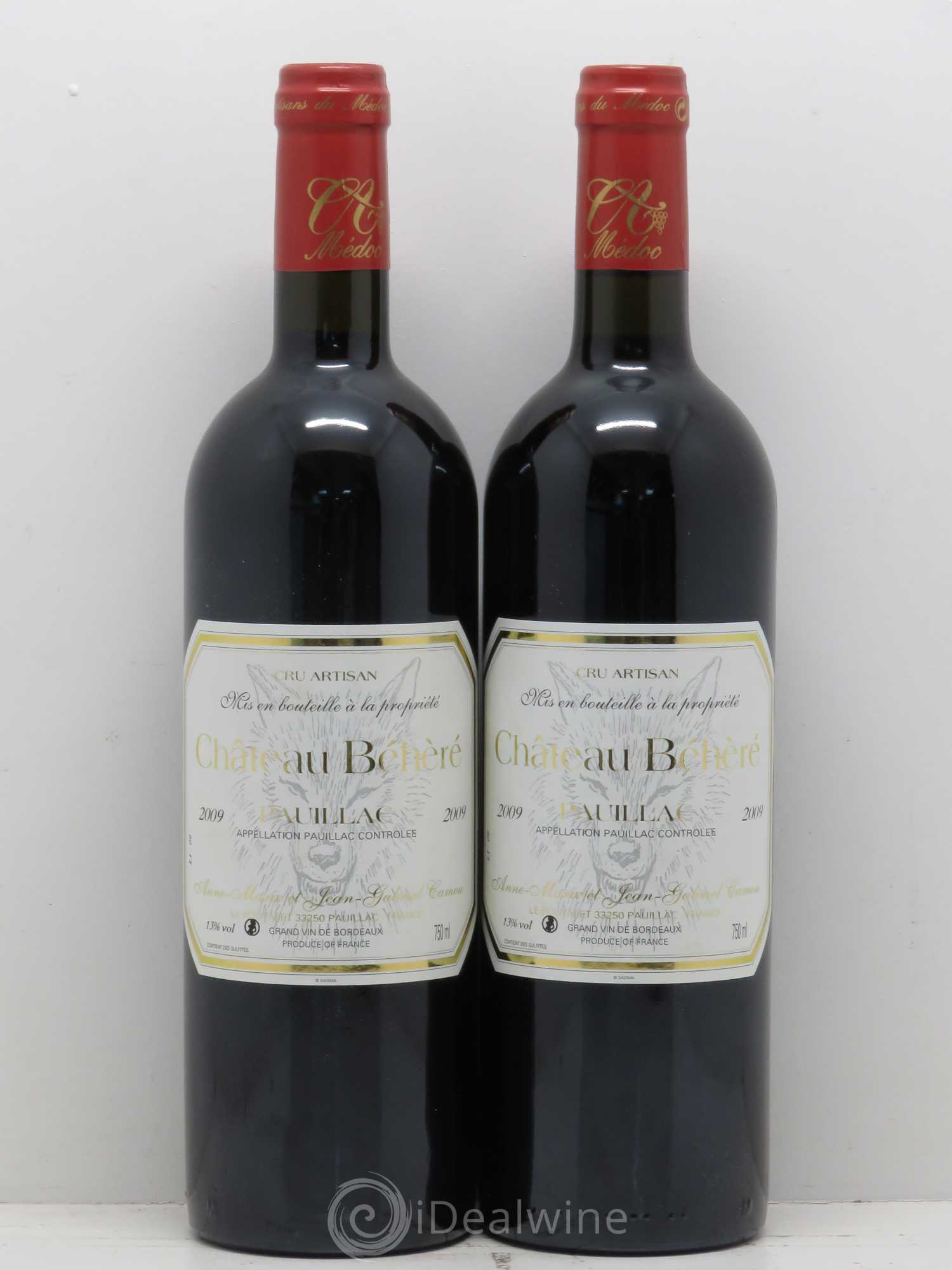 Pauillac Château Béhèré 2009 - Lot de 2 bouteilles - 0