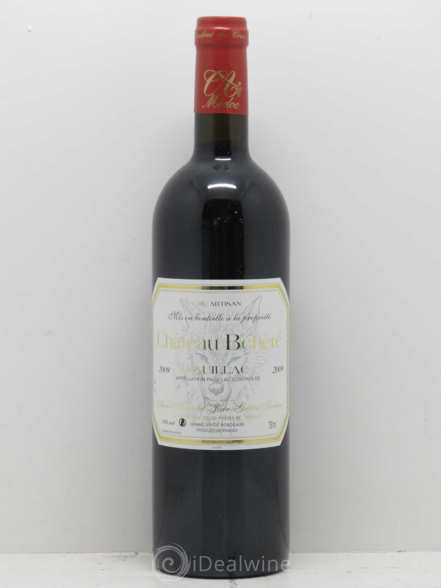 Pauillac Château Béhèré 2009 - Lot de 1 bouteille - 0