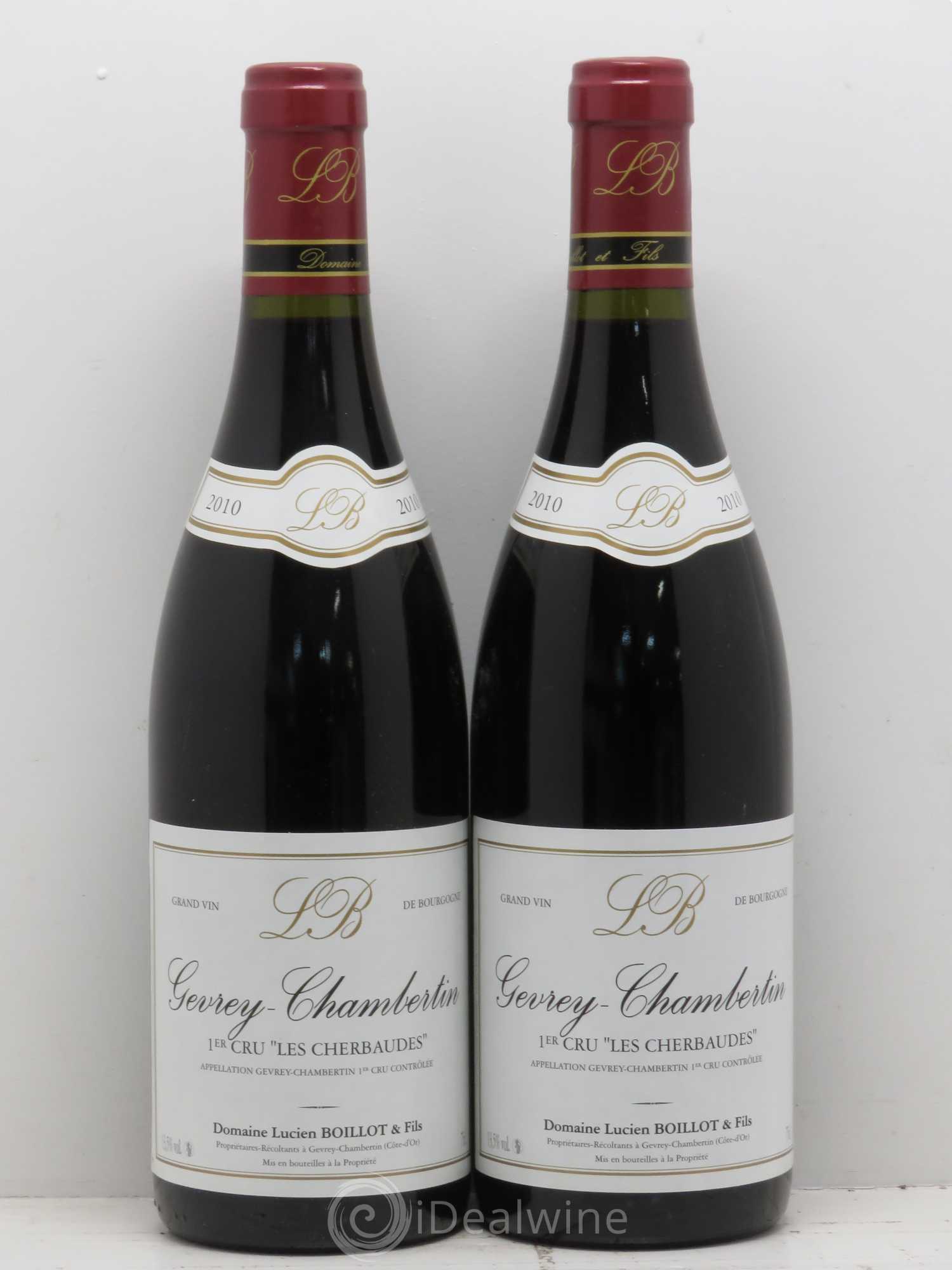 Gevrey-Chambertin 1er Cru Les Cherbaudes Lucien Boillot & Fils (Domaine) 2010 - Lot de 2 bouteilles - 0