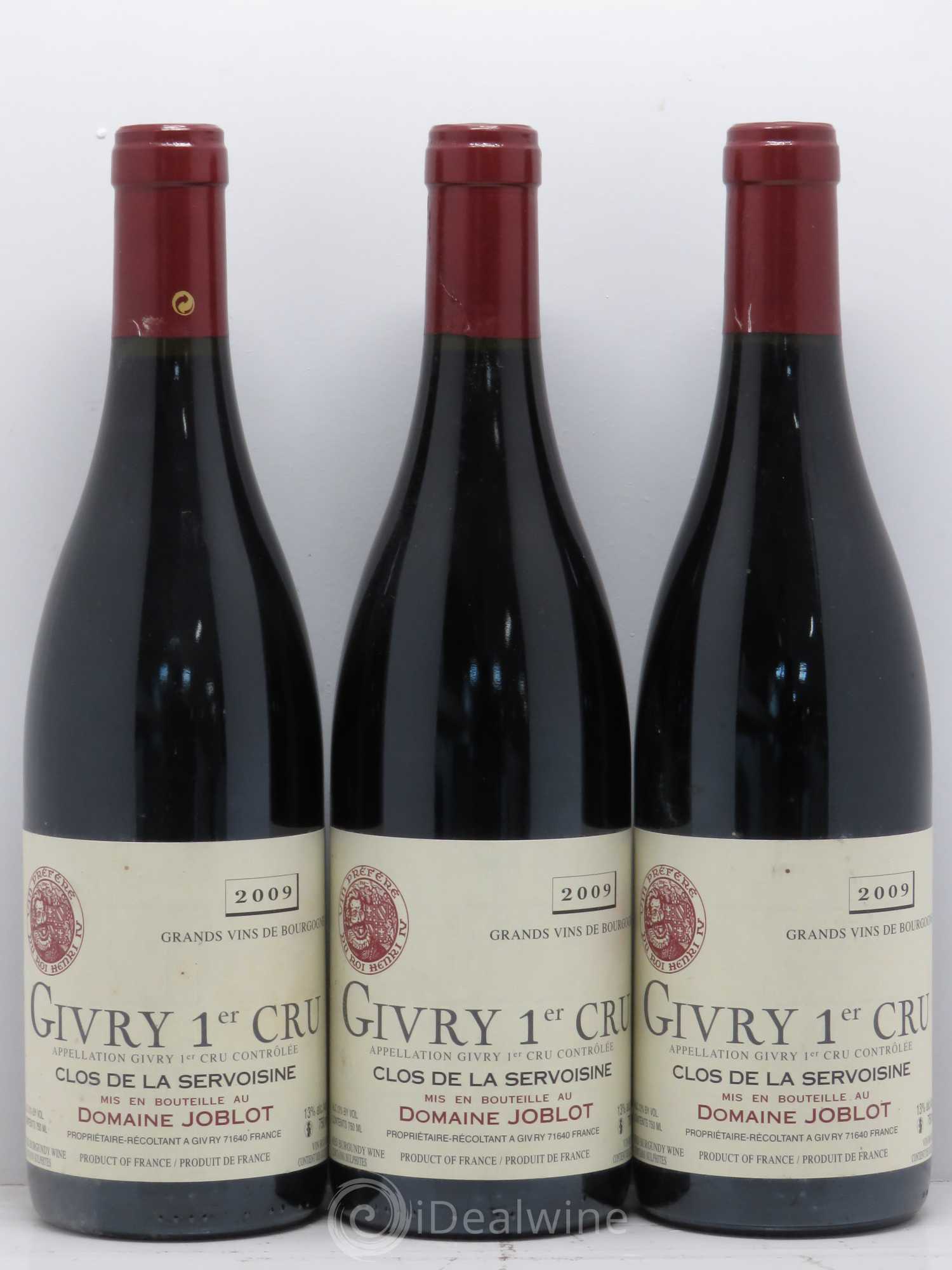 Givry 1er Cru Servoisine Joblot (Domaine) 2009 - Lot de 3 bouteilles - 0