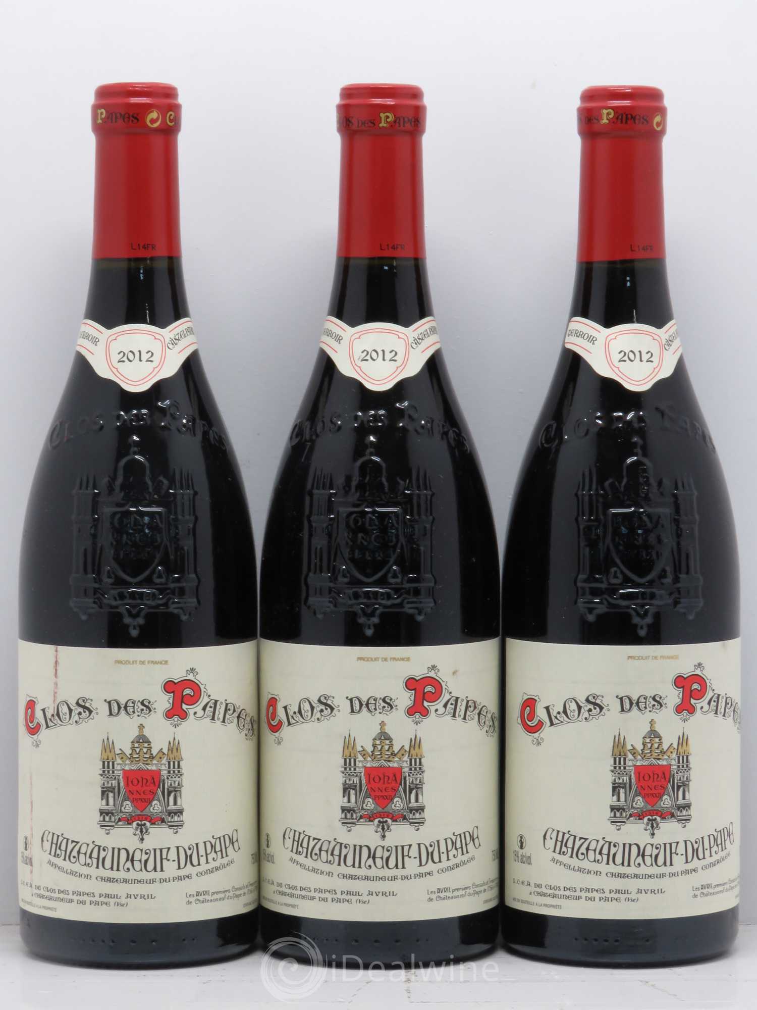 Châteauneuf-du-Pape Clos des Papes - Paul Avril 2012 - Lot de 3 bouteilles - 0