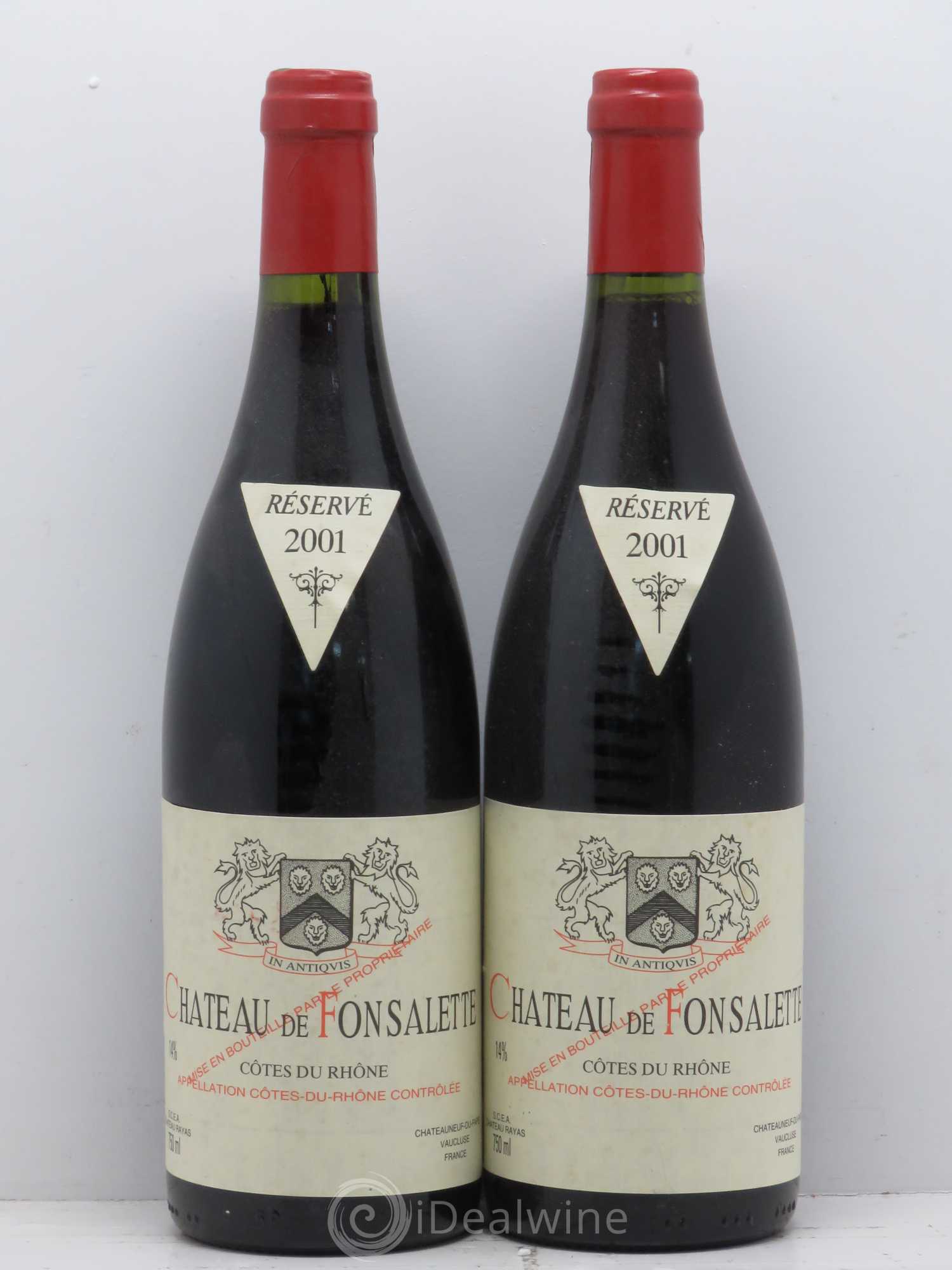 Côtes-du-Rhône Château de Fonsalette Emmanuel Reynaud 2001 - Lot de 2 bouteilles - 0