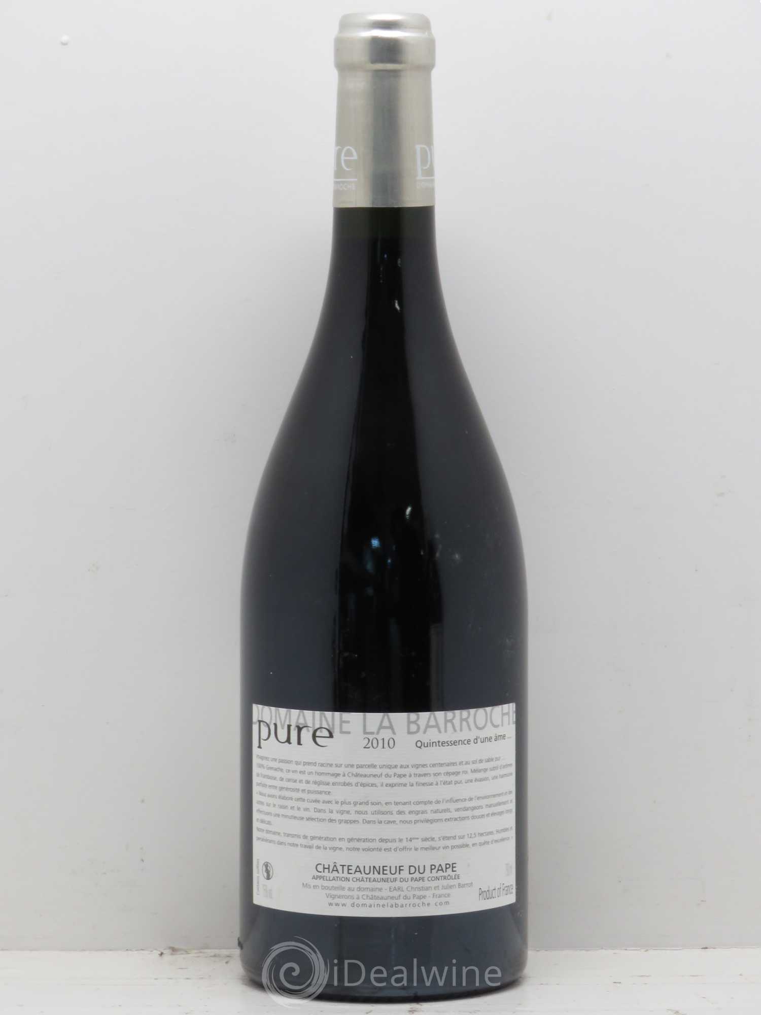 Châteauneuf-du-Pape Cuvée Pure Domaine La Barroche 2010 - Lot de 1 bouteille - 1