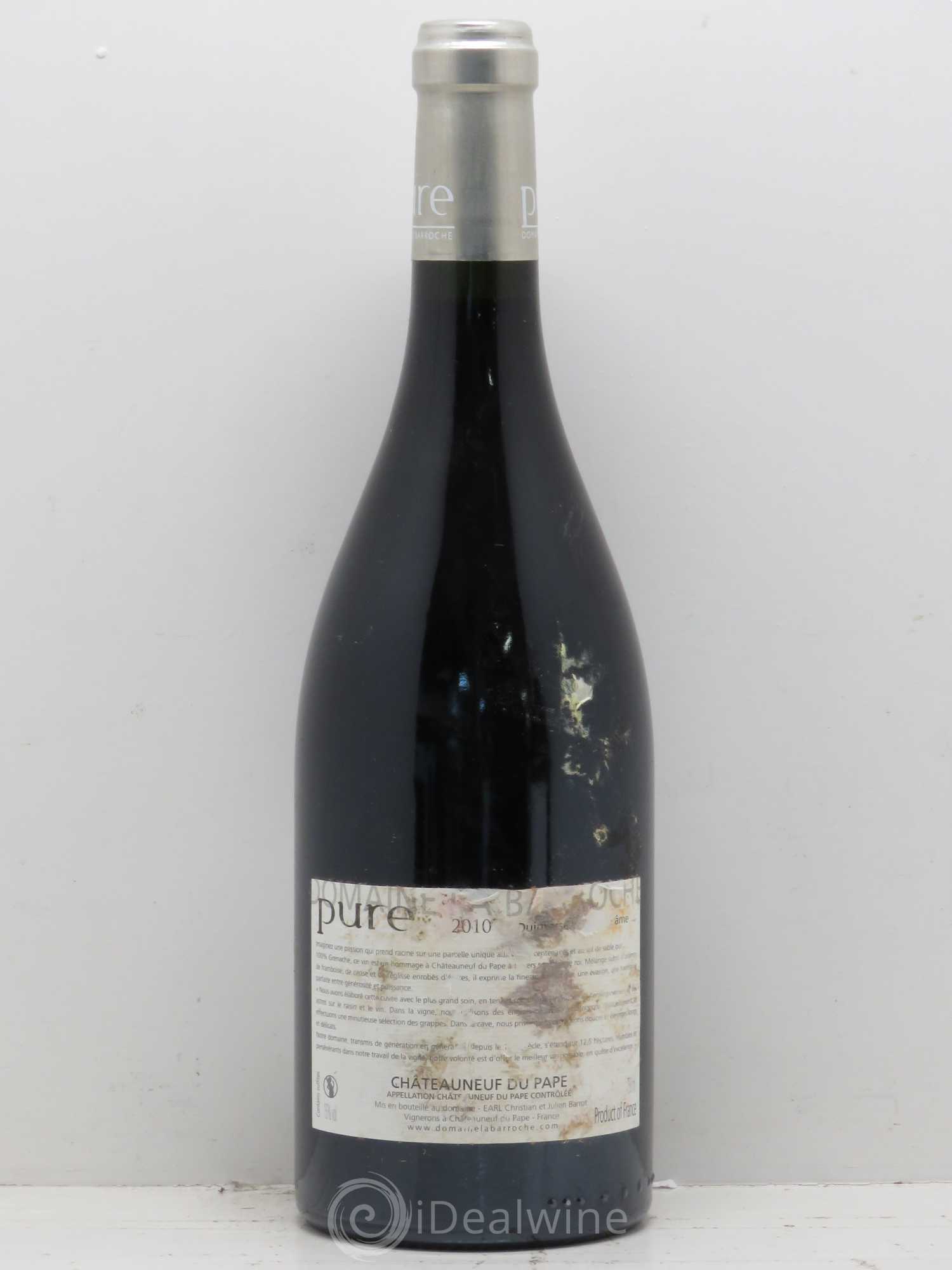 Châteauneuf-du-Pape Cuvée Pure Domaine La Barroche 2010 - Lot de 1 bouteille - 1
