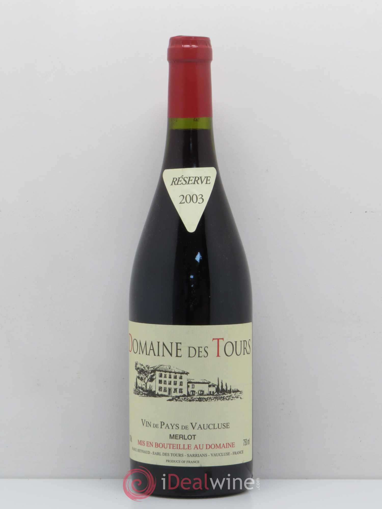 IGP Vaucluse (Vin de Pays de Vaucluse) Domaine des Tours Emmanuel Reynaud Merlot 2003 - Lot de 1 bouteille - 0