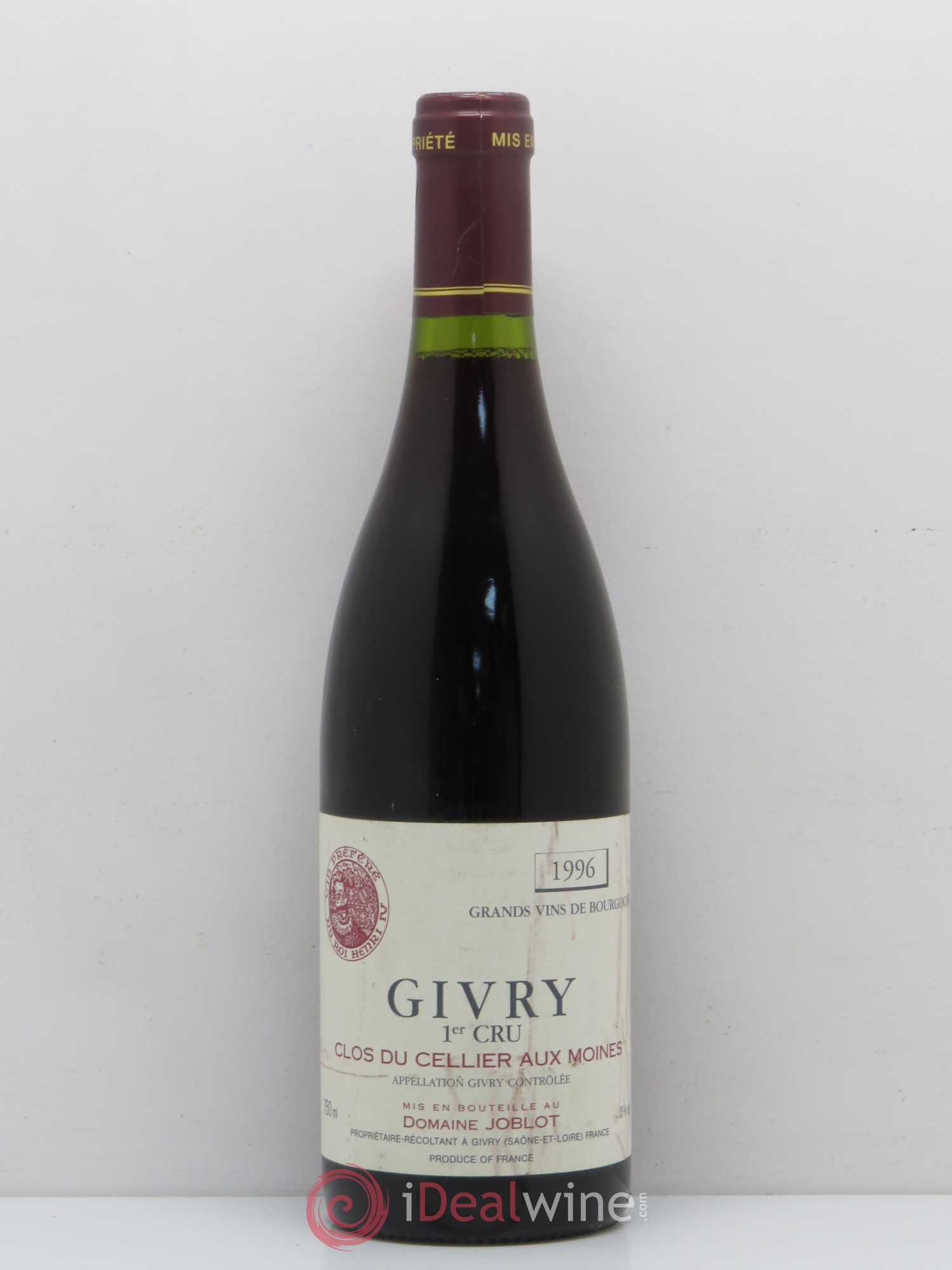 Givry 1er Cru Clos du Cellier aux Moines Joblot (Domaine) 1996 - Lot de 1 bouteille - 0