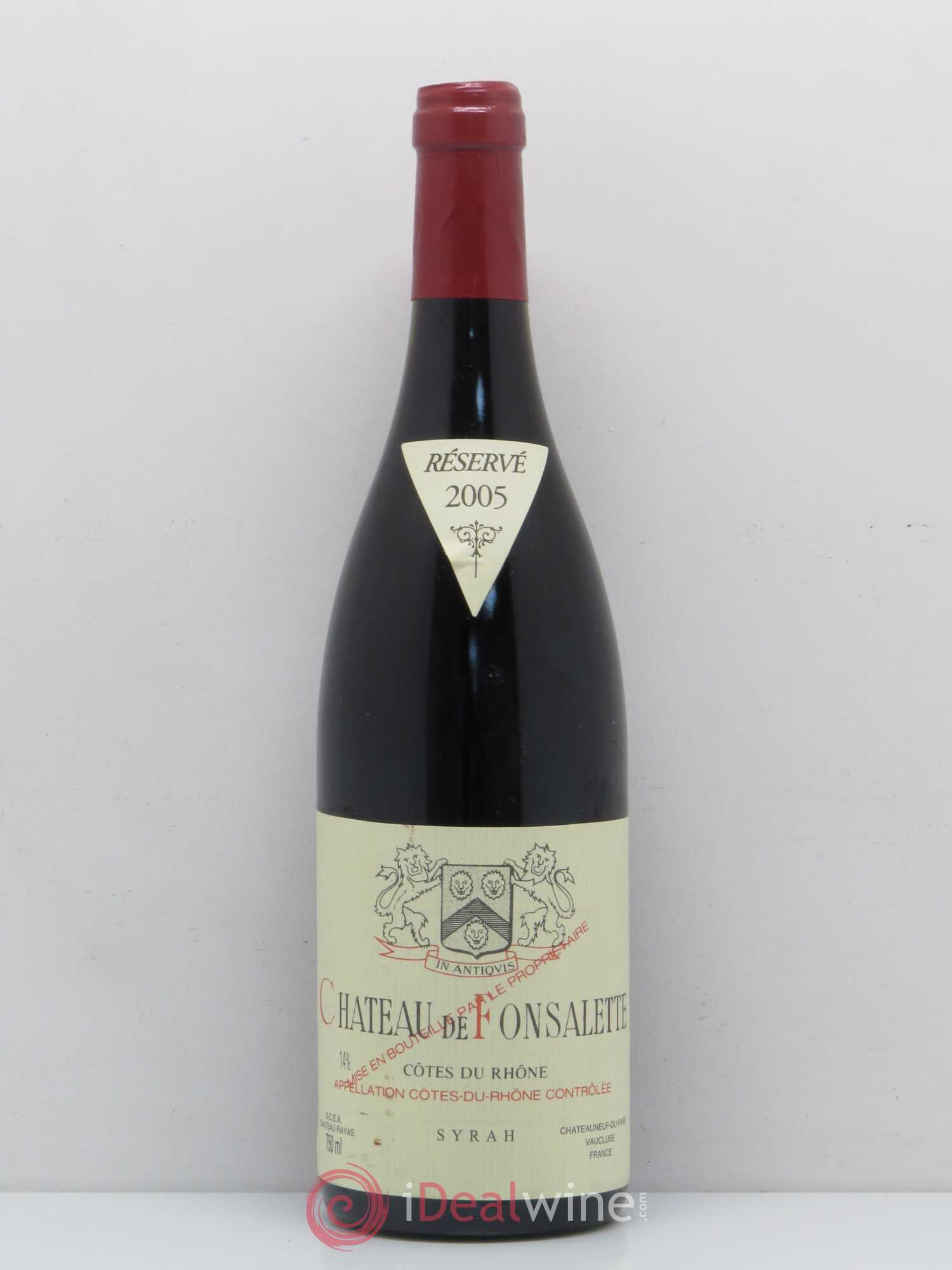 Côtes-du-Rhône Cuvée Syrah Château de Fonsalette 2005 - Lot de 1 bouteille - 0