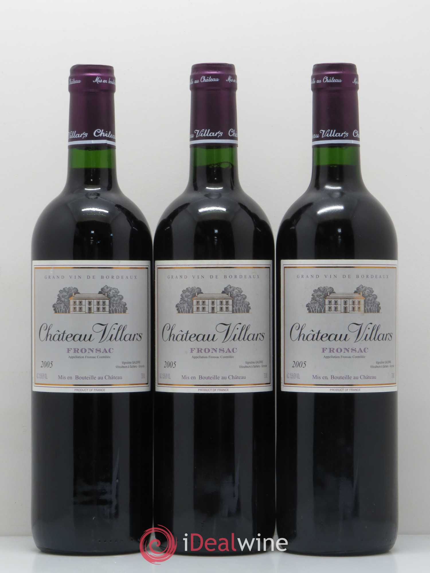 Fronsac château Villars 2005 - Lot de 3 bouteilles - 0