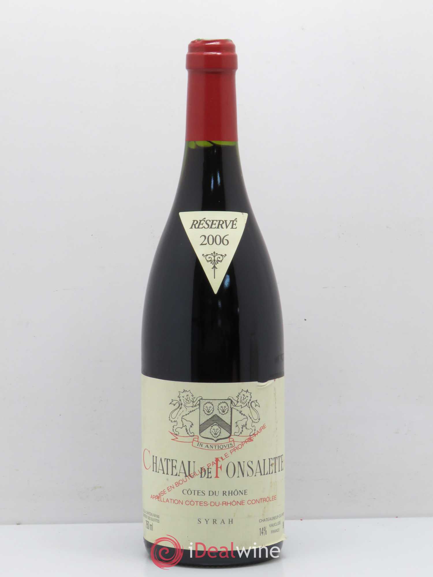 Côtes-du-Rhône Cuvée Syrah Château de Fonsalette 2006 - Lot de 1 bouteille - 0