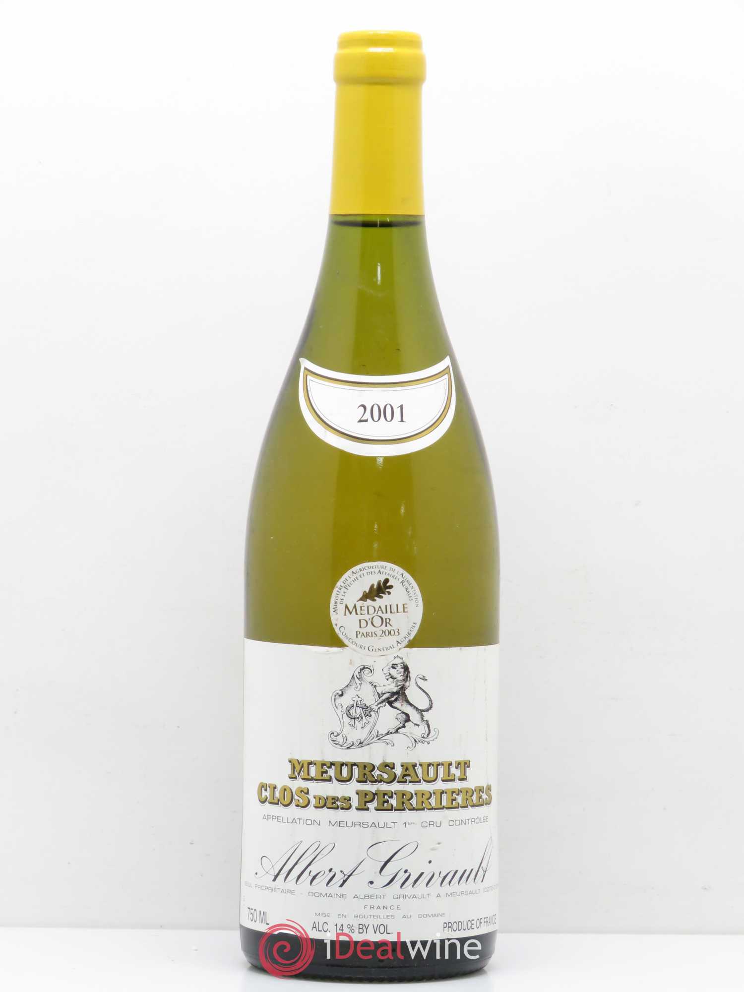 Meursault 1er Cru Clos des Perrières Monopole Albert Grivault 2001 - Lot de 1 bouteille - 0