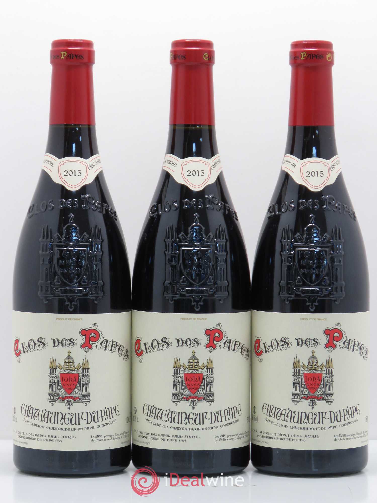 Châteauneuf-du-Pape Clos des Papes - Paul Avril 2015 - Lot de 3 bouteilles - 0