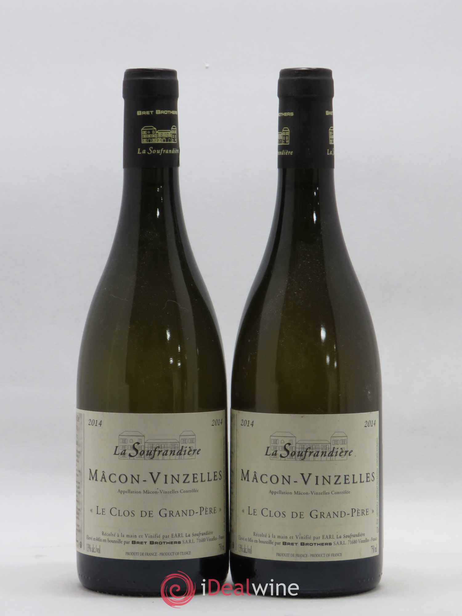 Mâcon-Vinzelles Le Clos de Grand-Père La Soufrandière - Bret Brothers 2014 - Lot de 2 bouteilles - 0