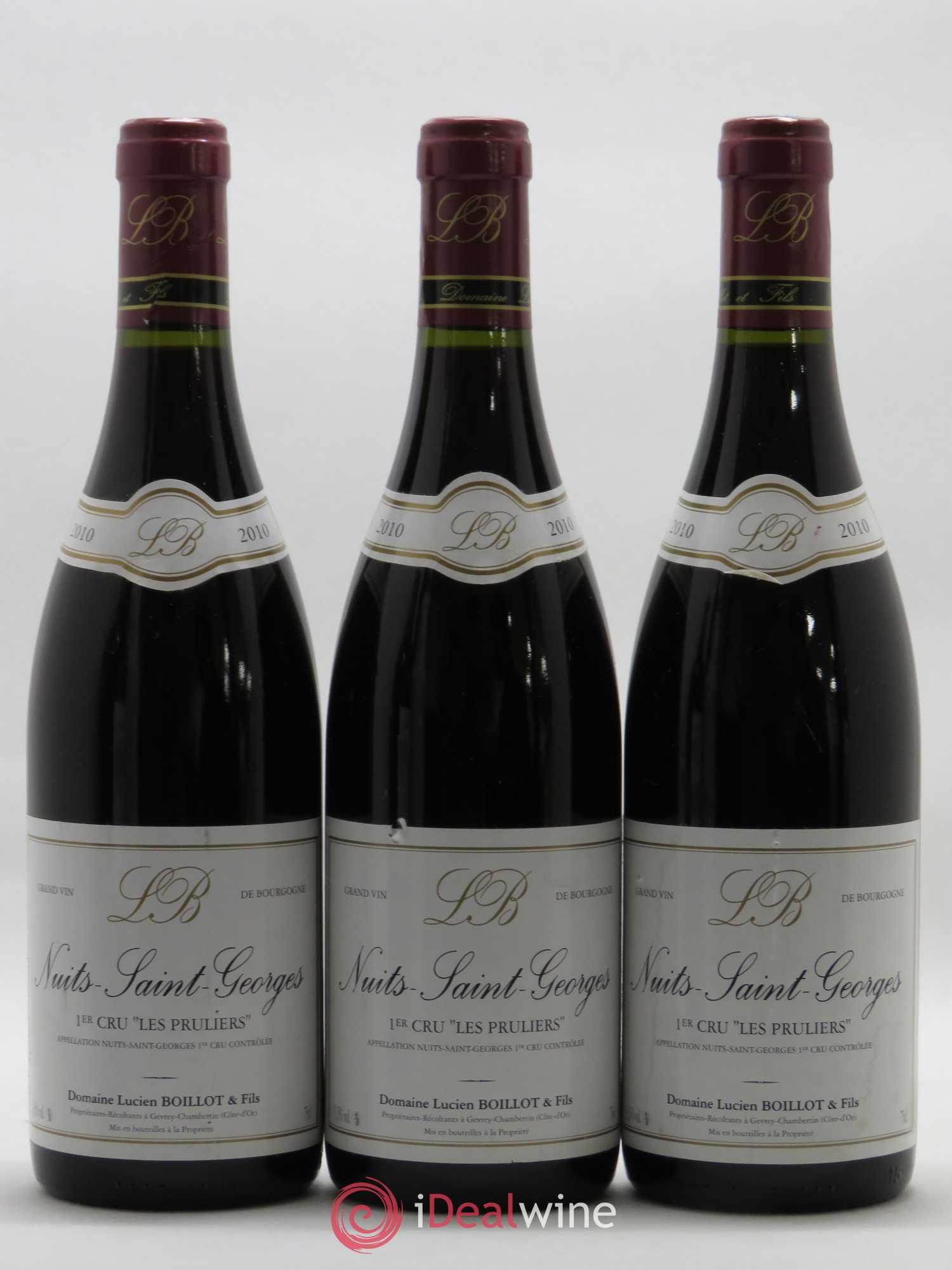 Nuits-Saint-Georges 1er Cru Les Pruliers Lucien Boillot & Fils (Domaine) 2010 - Lot de 3 bouteilles - 0