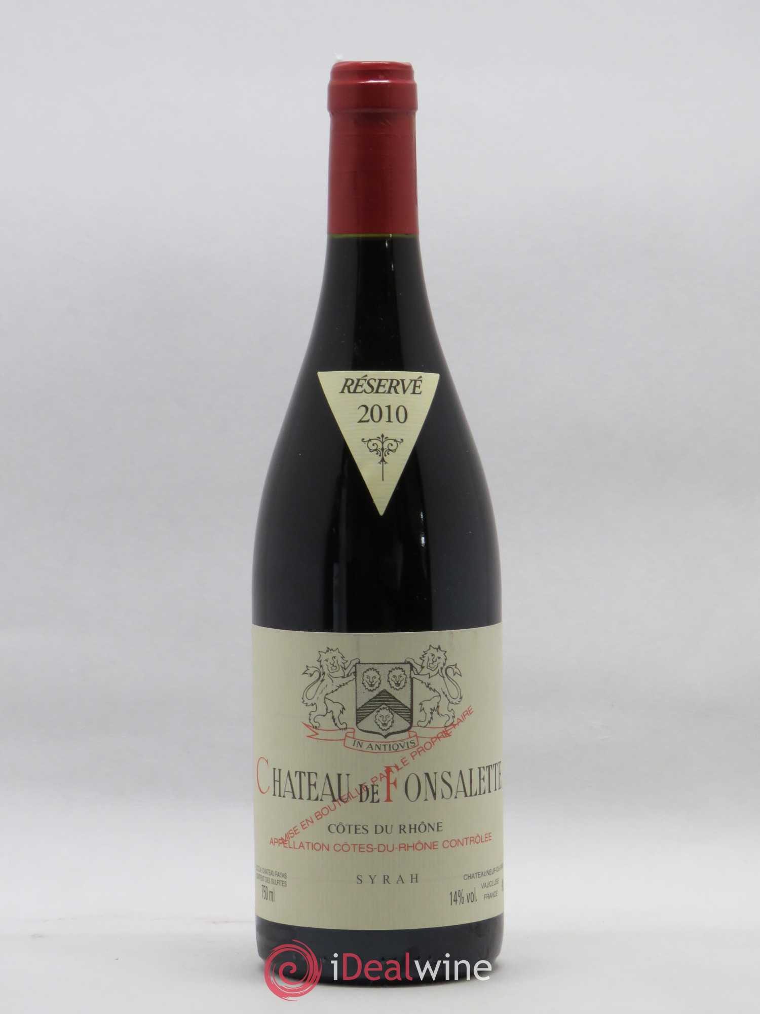 Côtes-du-Rhône Cuvée Syrah Château de Fonsalette 2010 - Posten von 1 Flasche - 0