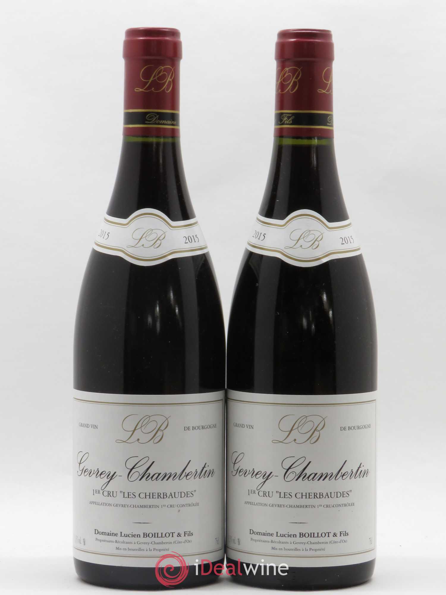 Gevrey-Chambertin 1er Cru Les Cherbaudes Lucien Boillot & Fils (Domaine) 2015 - Lot de 2 bouteilles - 0