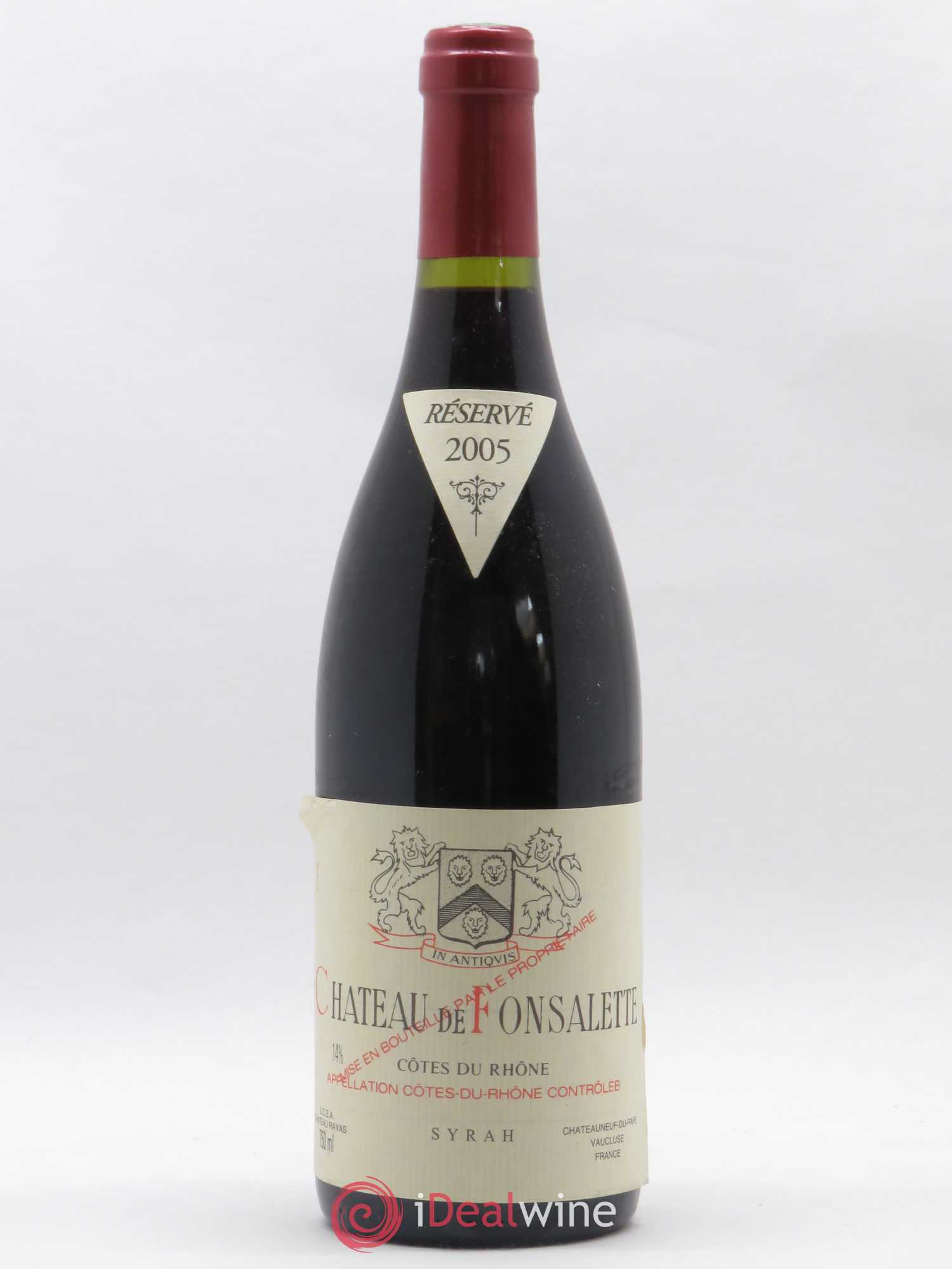 Côtes-du-Rhône Cuvée Syrah Château de Fonsalette 2005 - Lot de 1 bouteille - 0