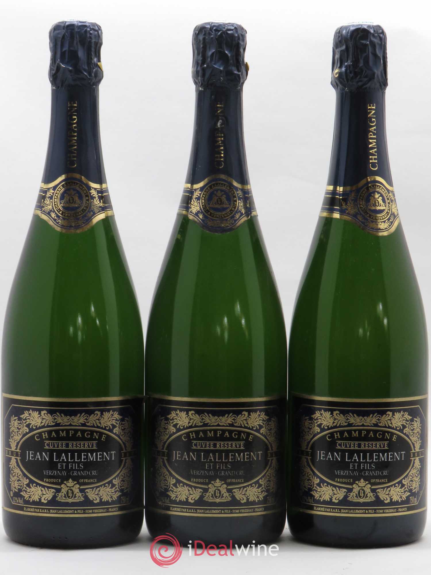 Champagne Grand cru CUVEE RESERVE brut JEAN LALLEMENT - Posten von 3 Flaschen - 0