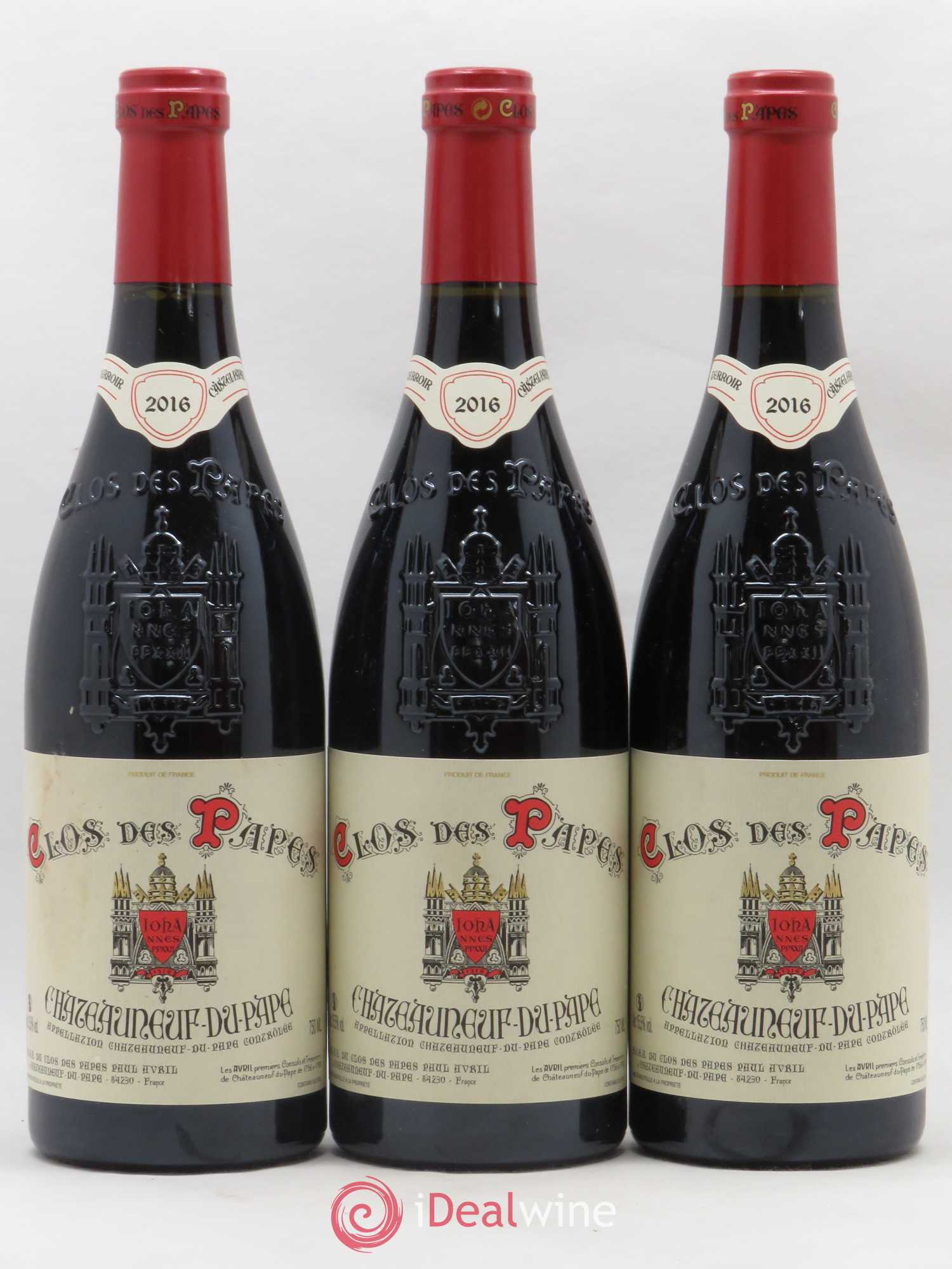 Châteauneuf-du-Pape Clos des Papes - Paul Avril 2016 - Lot de 3 bouteilles - 0