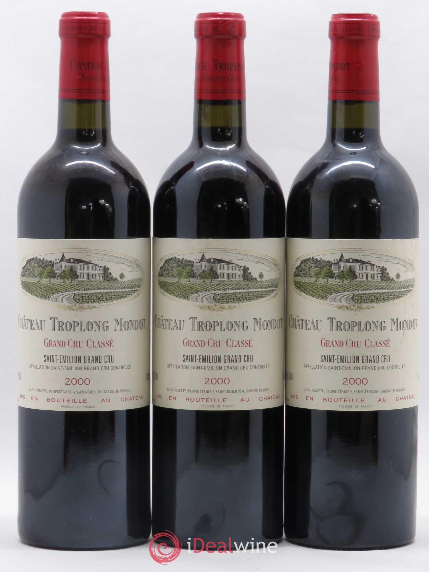 Château Troplong Mondot 1er Grand Cru Classé B 2000 - Lot de 3 bouteilles - 0