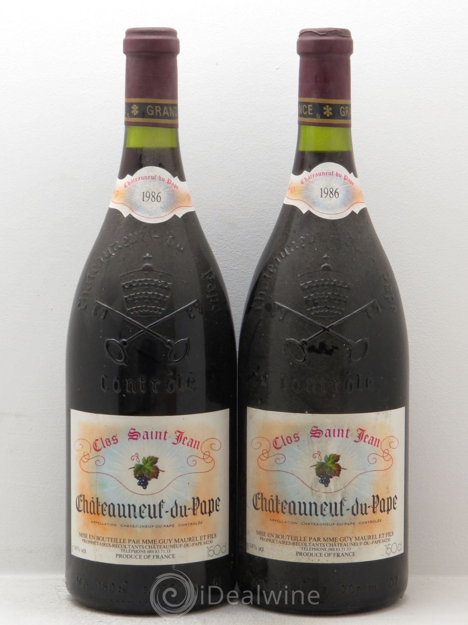 Châteauneuf-du-Pape Clos Saint-Jean Pascal et Vincent Maurel 1986 - Lot de 2 magnums - 0