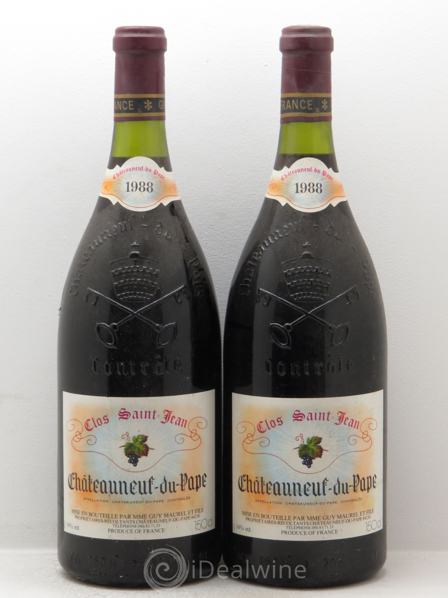 Châteauneuf-du-Pape Clos Saint-Jean Pascal et Vincent Maurel 1988 - Lot de 2 magnums - 0