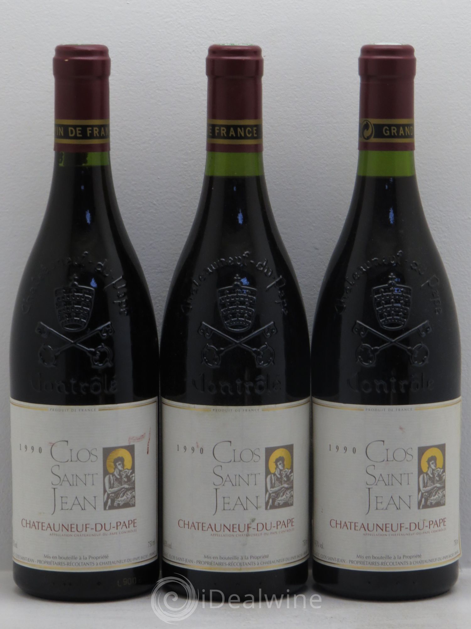 Châteauneuf-du-Pape Clos Saint-Jean Pascal et Vincent Maurel 1990 - Lot de 3 bouteilles - 0