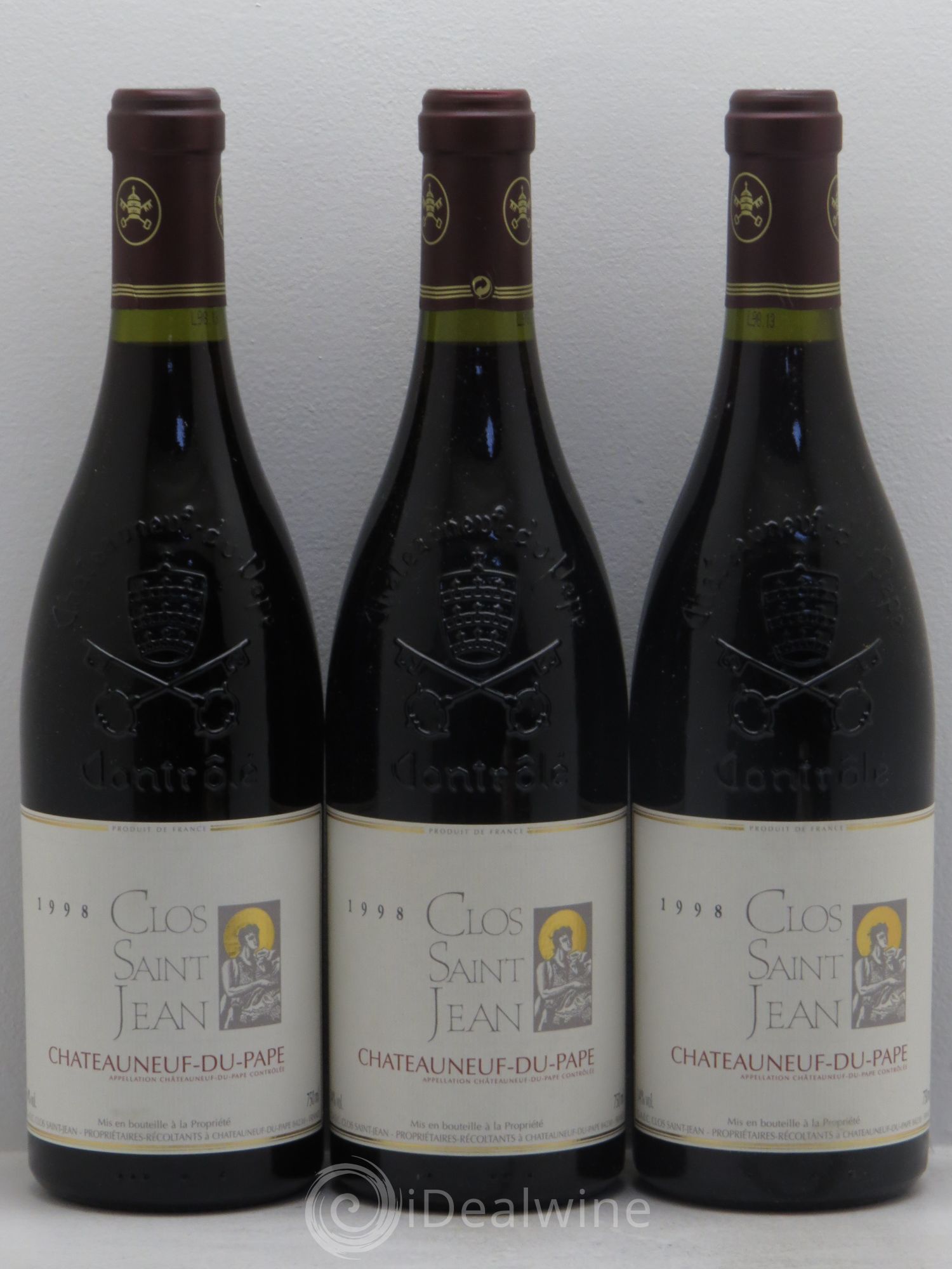 Châteauneuf-du-Pape Clos Saint-Jean Pascal et Vincent Maurel 1998 - Lot de 3 bouteilles - 0