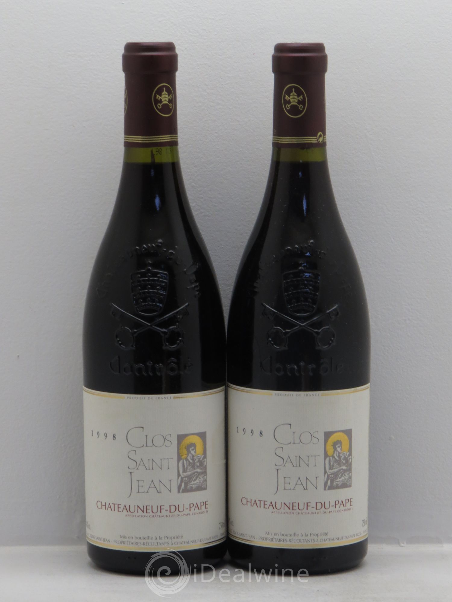 Châteauneuf-du-Pape Clos Saint-Jean Pascal et Vincent Maurel 1998 - Lot de 2 bouteilles - 0