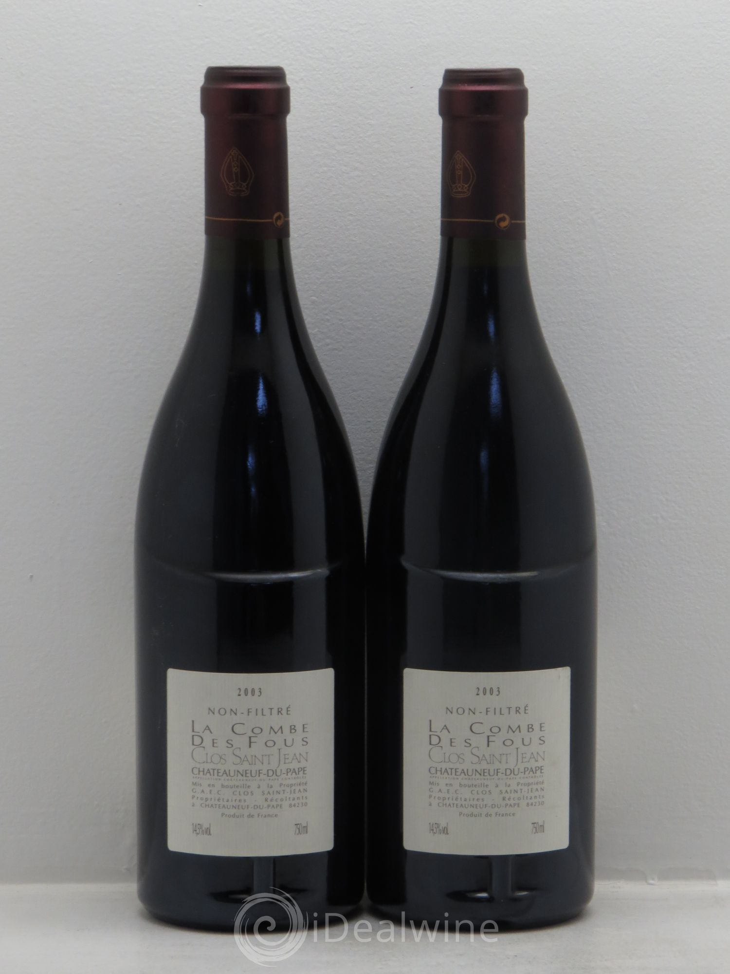 Châteauneuf-du-Pape Clos Saint-Jean La Combe des Fous Pascal et Vincent Maurel 2003 - Lot de 2 bouteilles - 1