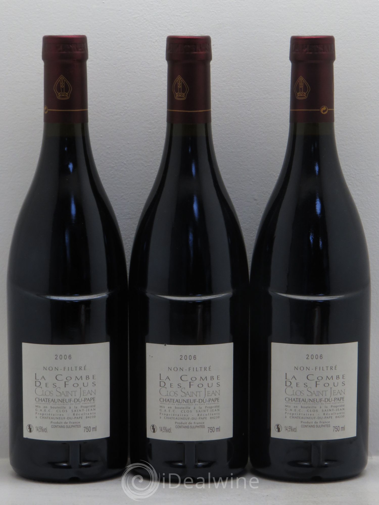 Châteauneuf-du-Pape Clos Saint-Jean La Combe des Fous Pascal et Vincent Maurel 2006 - Lotto di 3 bottiglie - 1