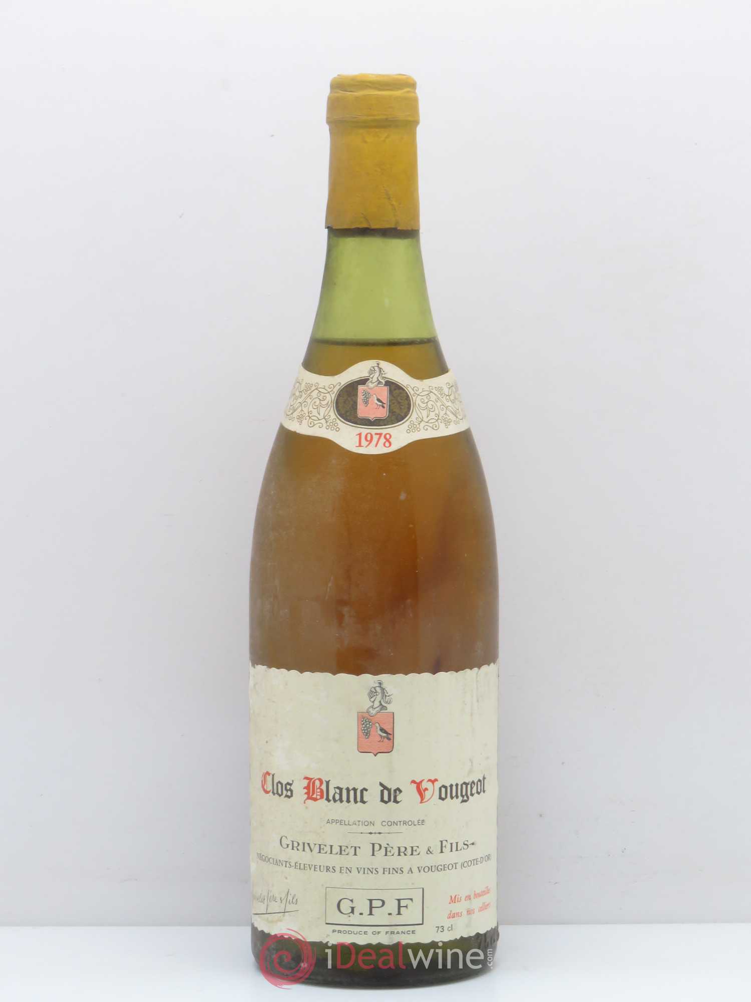 Vougeot 1er Cru Clos blanc de vougeot Domaine Grivelet 1978 - Posten von 1 Flasche - 0