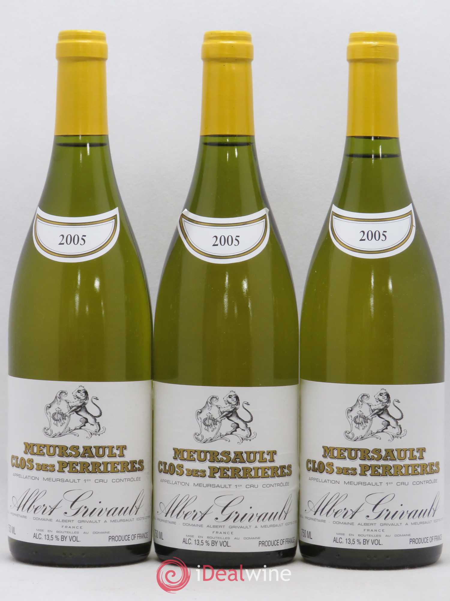 Meursault 1er Cru Clos des Perrières Monopole Albert Grivault 2005 - Lot de 3 bouteilles - 0