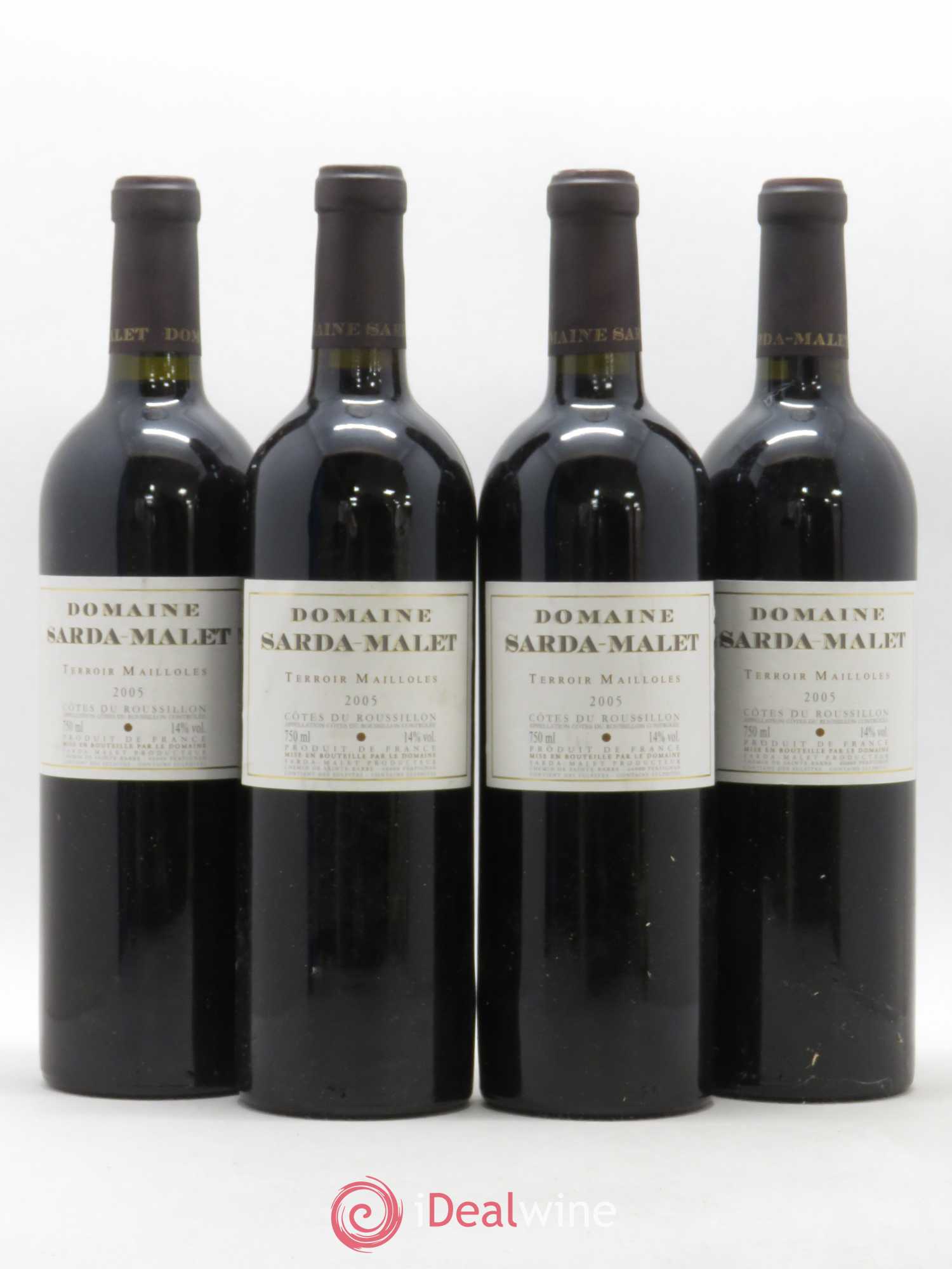 Côtes du Roussillon Domaine Sarda-Malet Terroir de Mailloles Jérôme Malet 2005 - Lot de 4 bouteilles - 0