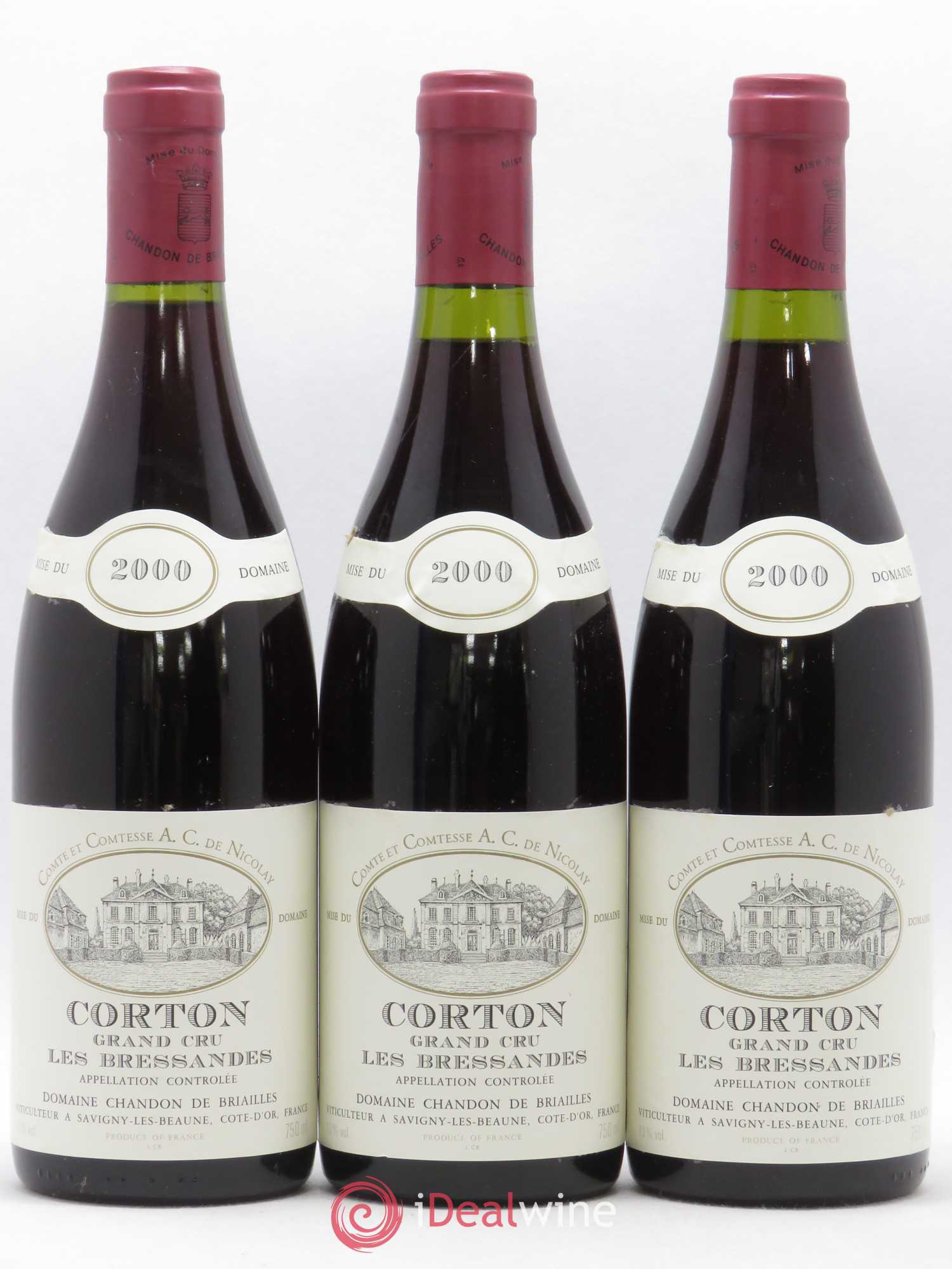 Corton Grand Cru Bressandes Chandon de Briailles 2000 - Lot de 3 bouteilles - 0