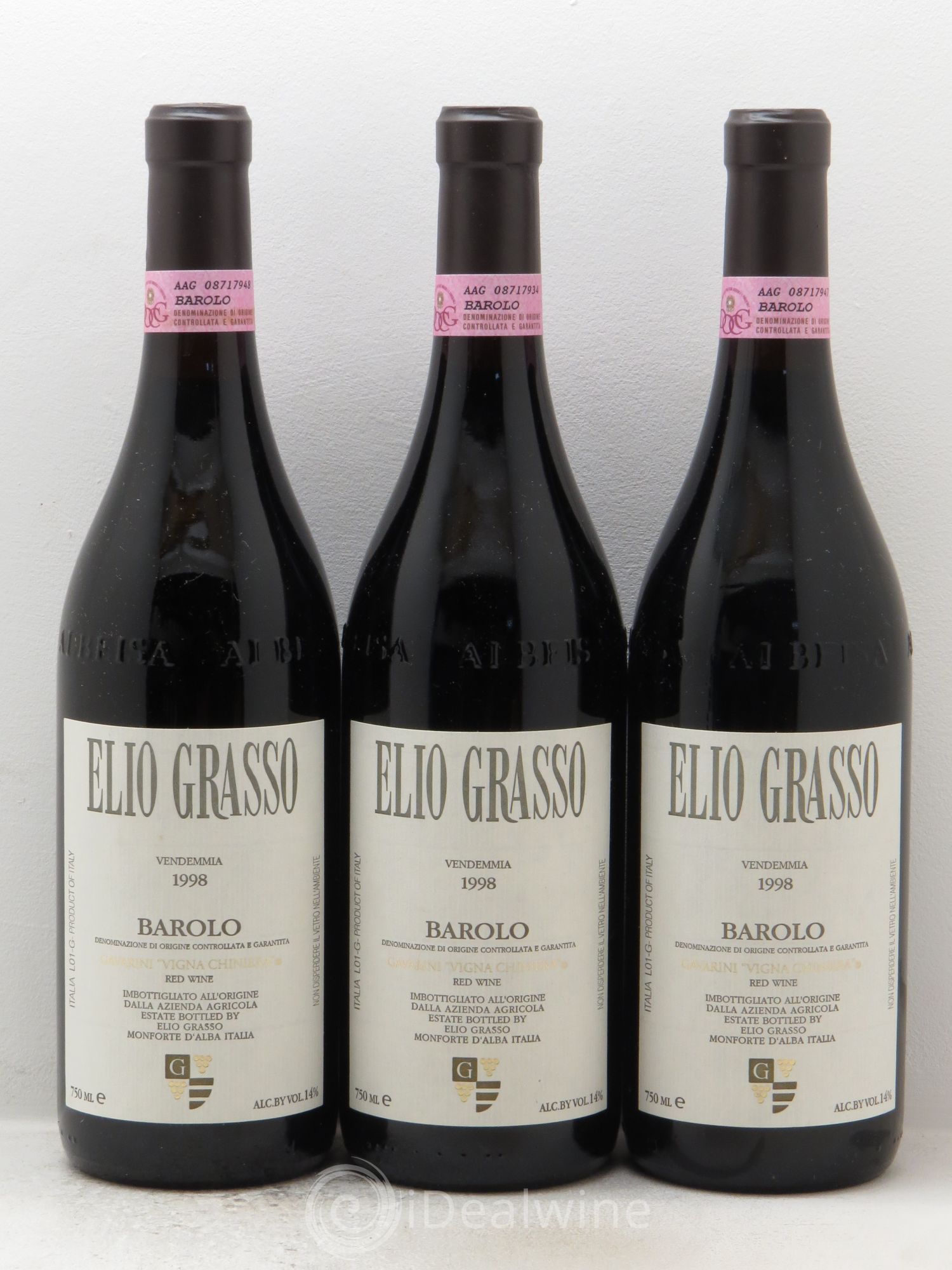 Barolo Gavarini Chineria Domaine Elio Grasso 1998 - Posten von 3 Flaschen - 0