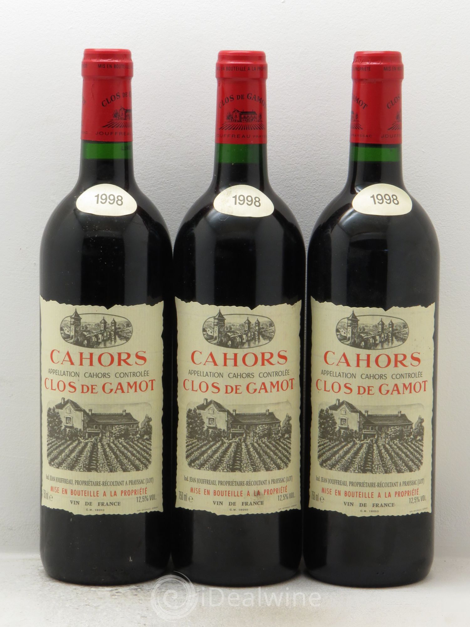 Cahors Clos de Gamot 1998 - Lot de 3 bouteilles - 0