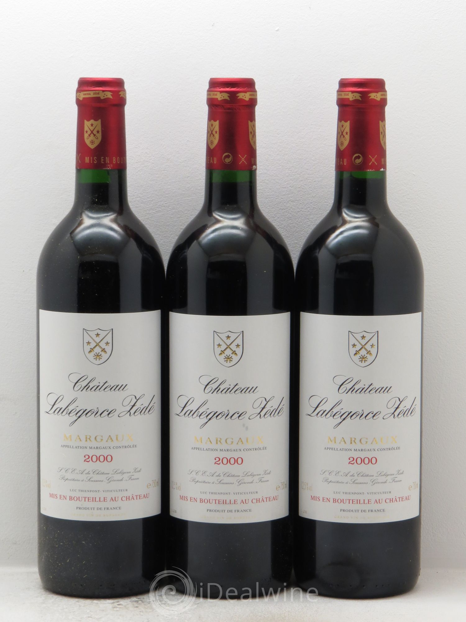 Château Labegorce Zédé Cru Bourgeois 2000 - Lot de 3 bouteilles - 0