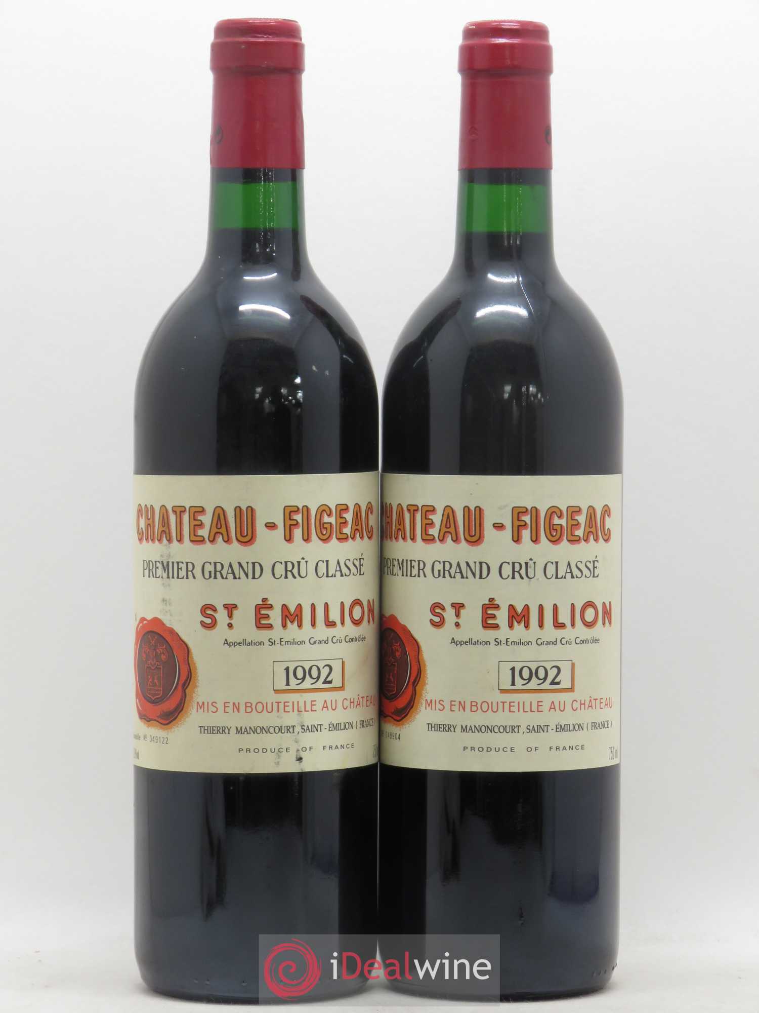 Château Figeac 1er Grand Cru Classé A 1992 - Lot de 2 bouteilles - 0