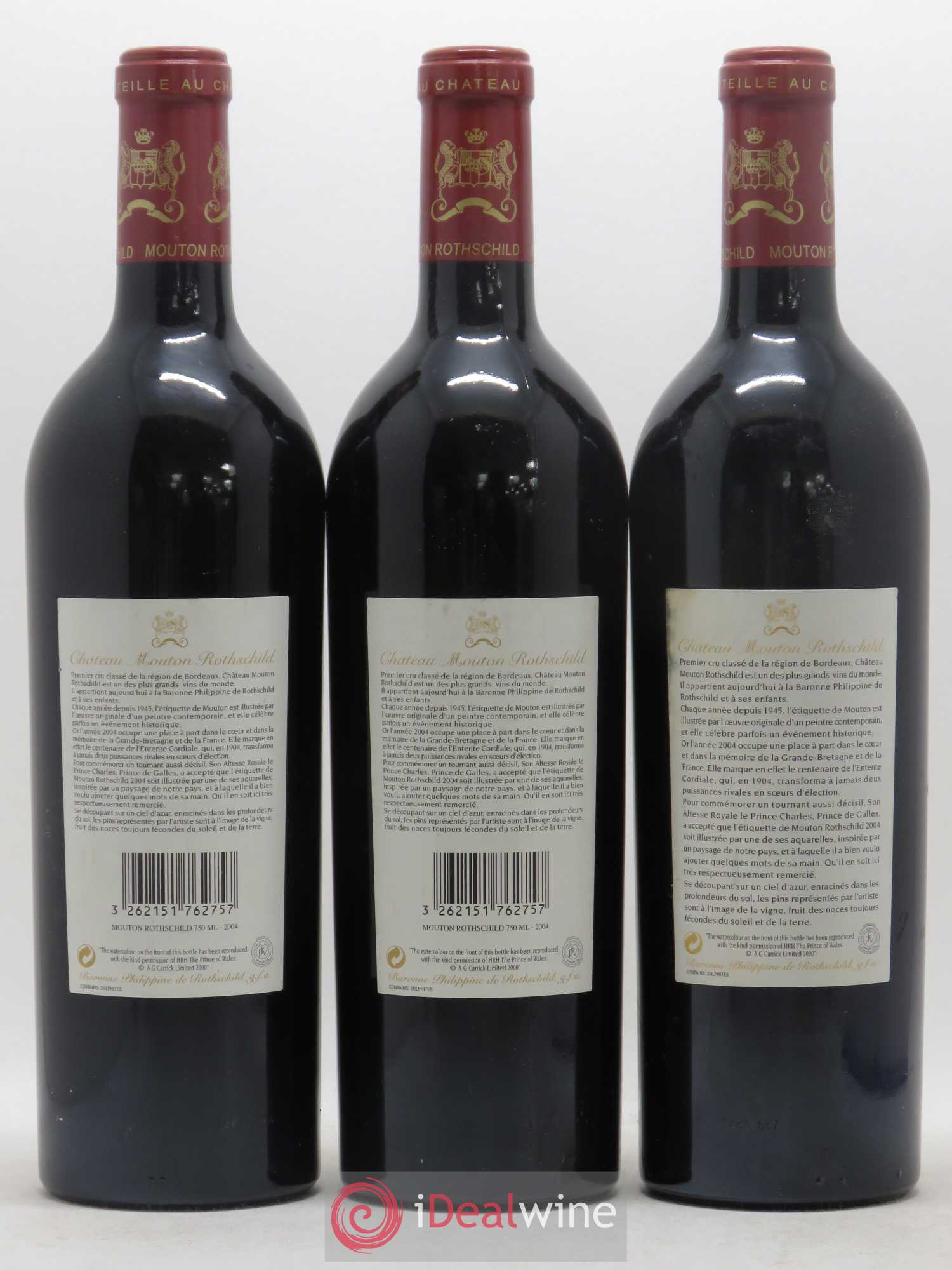 Château Mouton Rothschild 1er Grand Cru Classé 2004 - Lot de 3 bouteilles - 1