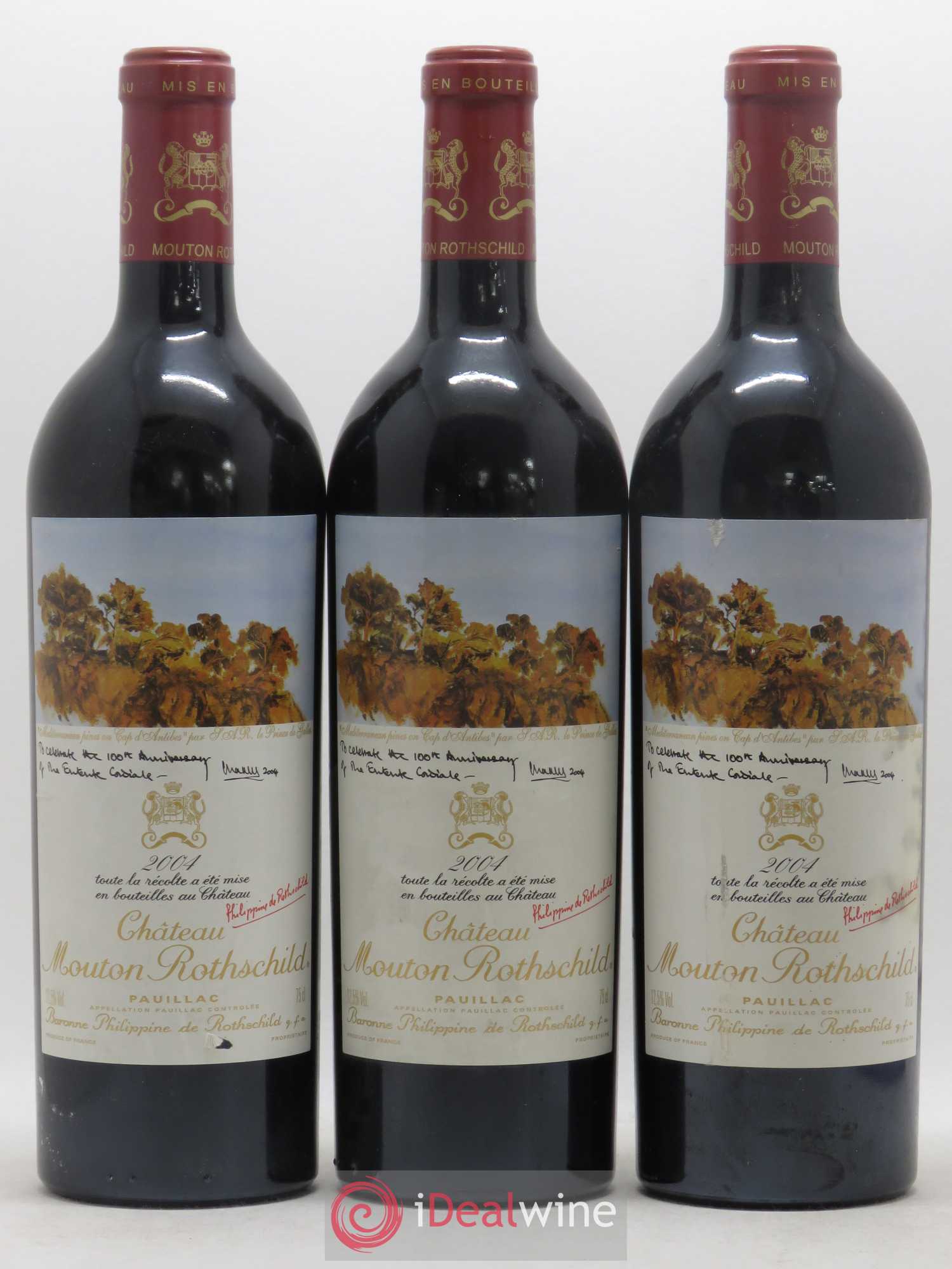 Château Mouton Rothschild 1er Grand Cru Classé 2004 - Lot de 3 bouteilles - 0