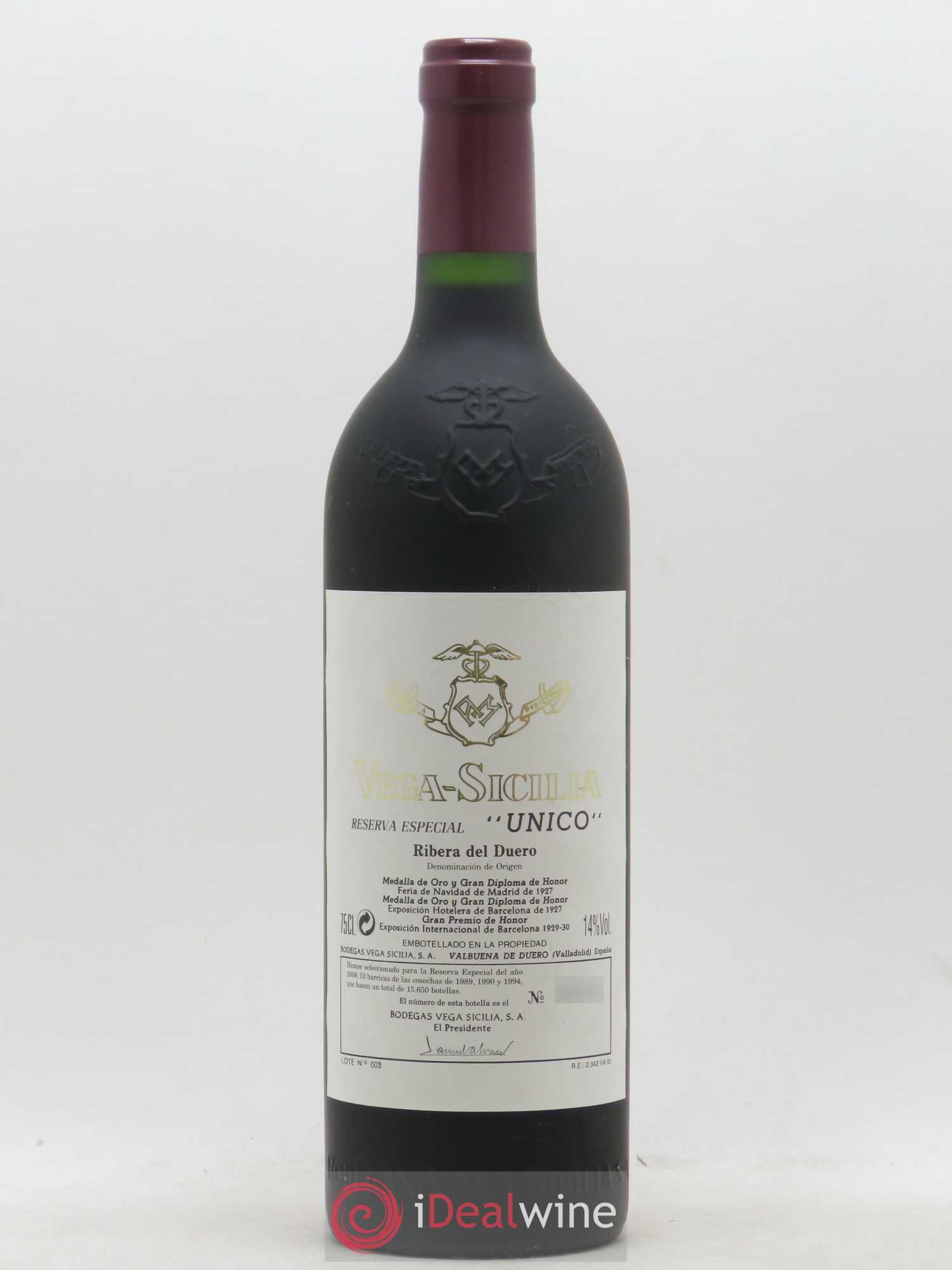 Ribera Del Duero Vega Sicilia Unico Reserva Especial Famille Alvarez 1989, 1990 et 1994 - Lot de 1 bouteille - 0