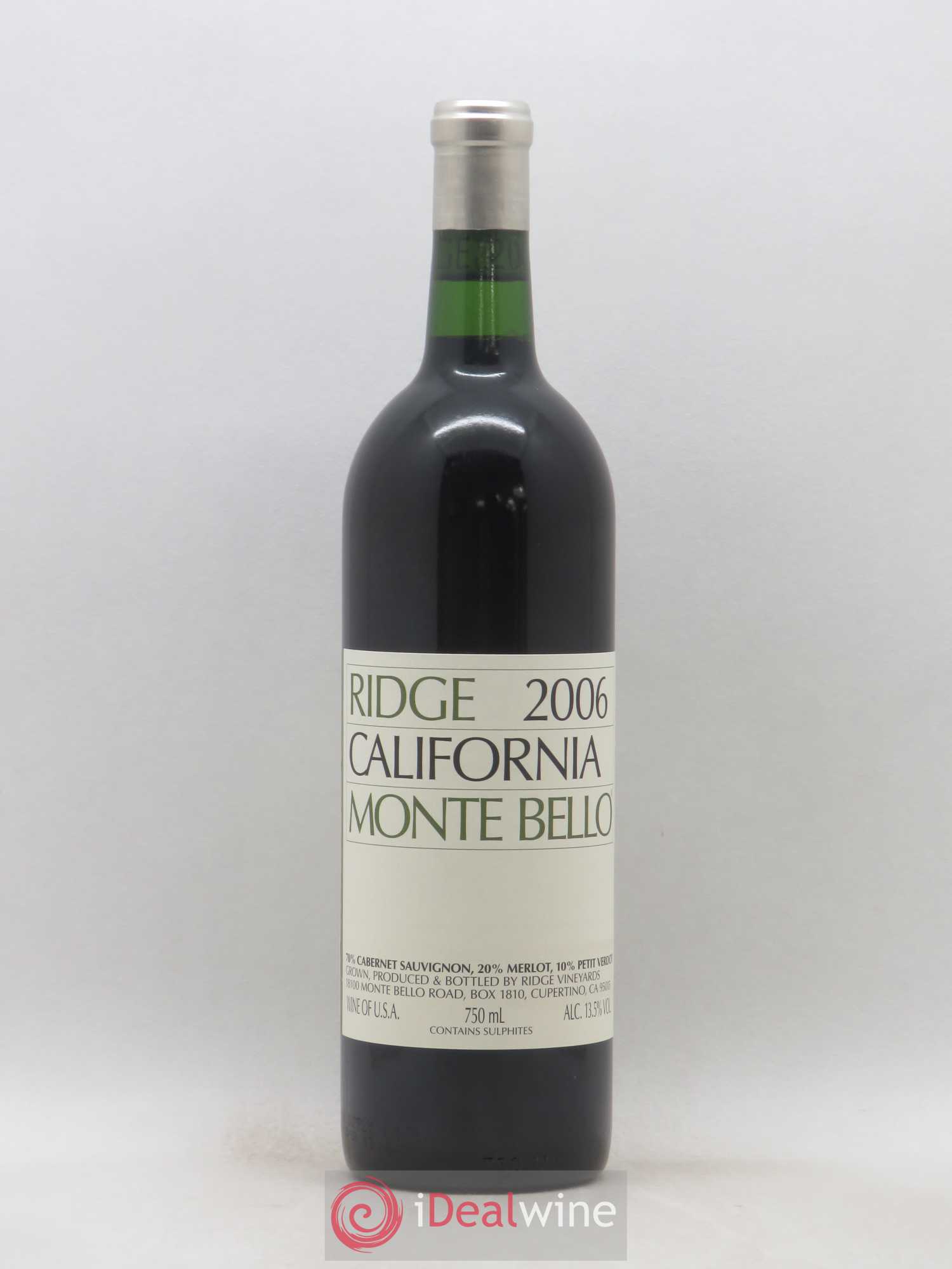 Santa Cruz Mountains Monte Bello Ridge Vineyards 2006 - Lot de 1 bouteille - 0