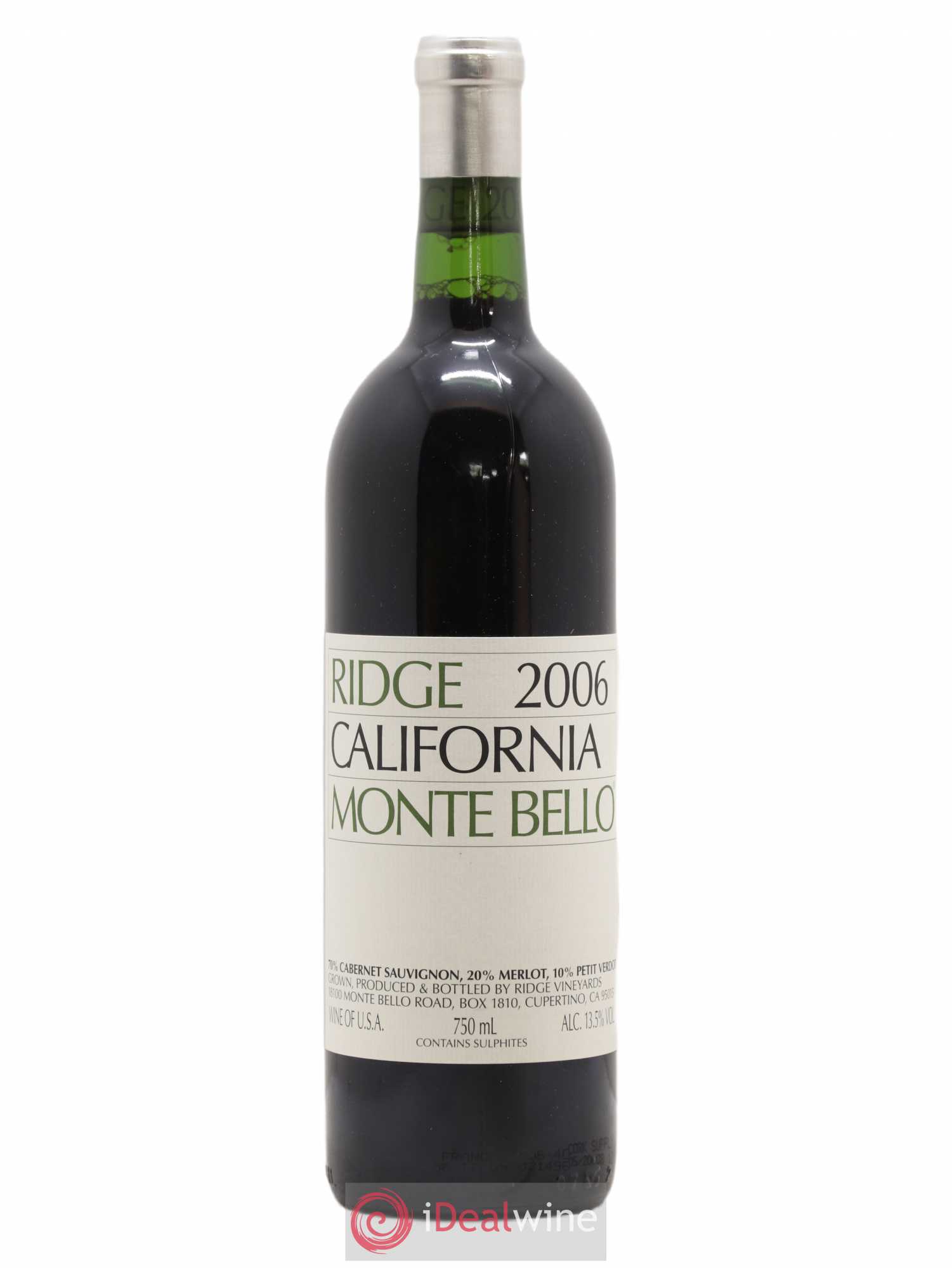 Santa Cruz Mountains Monte Bello Ridge Vineyards 2006 - Lot de 1 bouteille - 0
