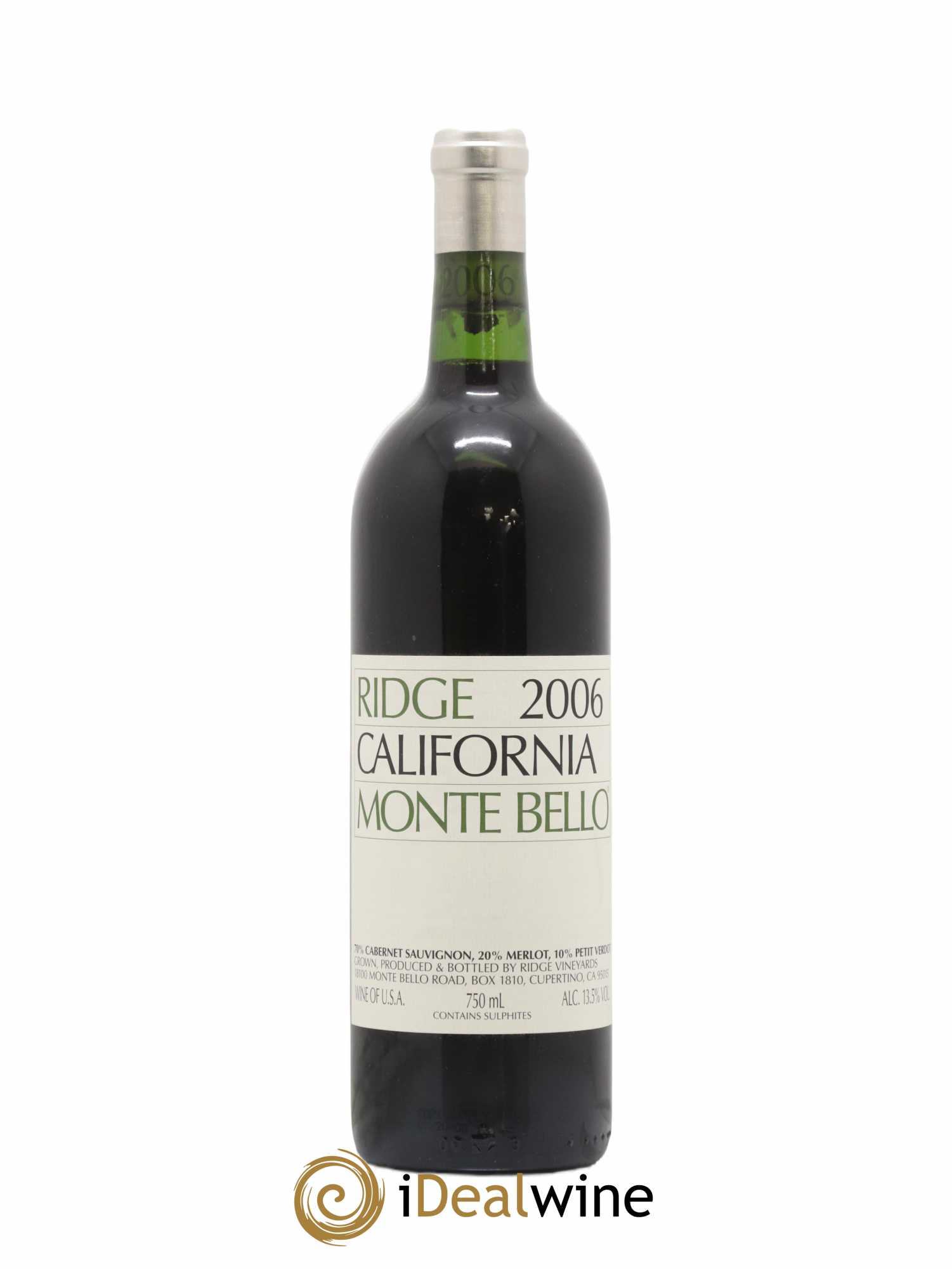 Santa Cruz Mountains Monte Bello Ridge Vineyards 2006 - Lot de 1 bouteille - 0