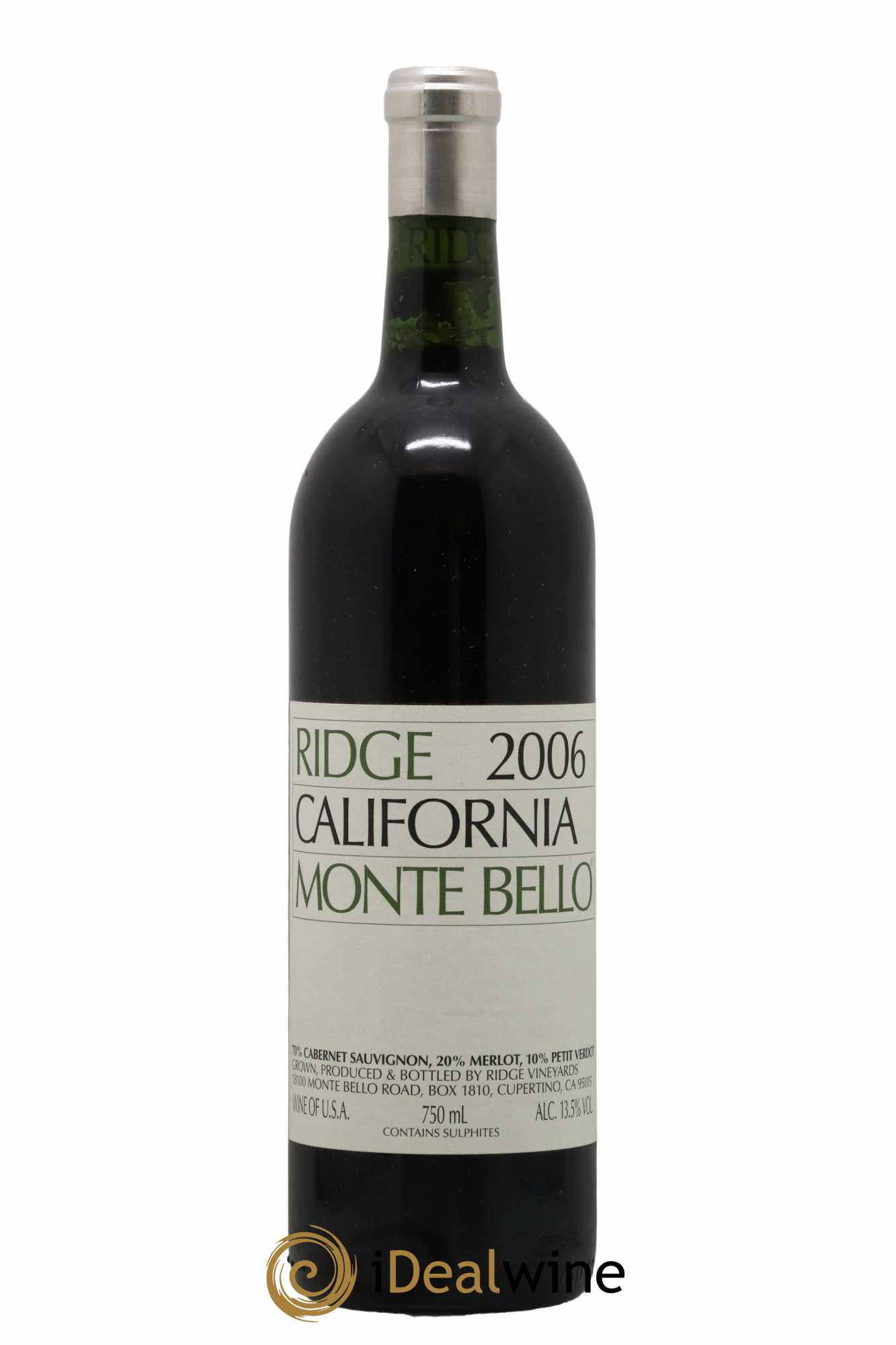Santa Cruz Mountains Monte Bello Ridge Vineyards 2006 - Lot de 1 bouteille - 0